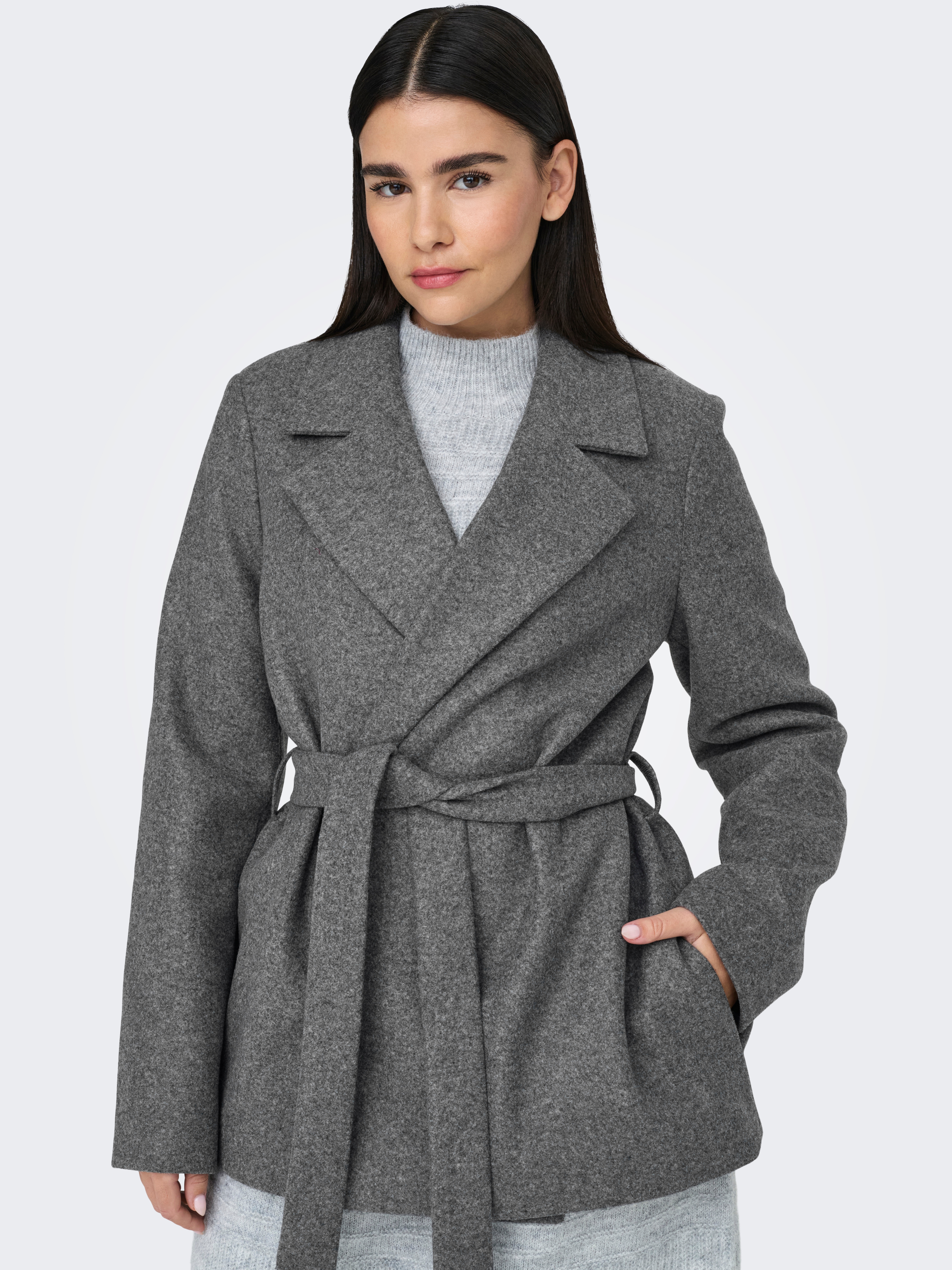ONLY Kurzmantel "ONLALVILDA LIFE SHORT WRAP COAT OTW" Kunstfaser