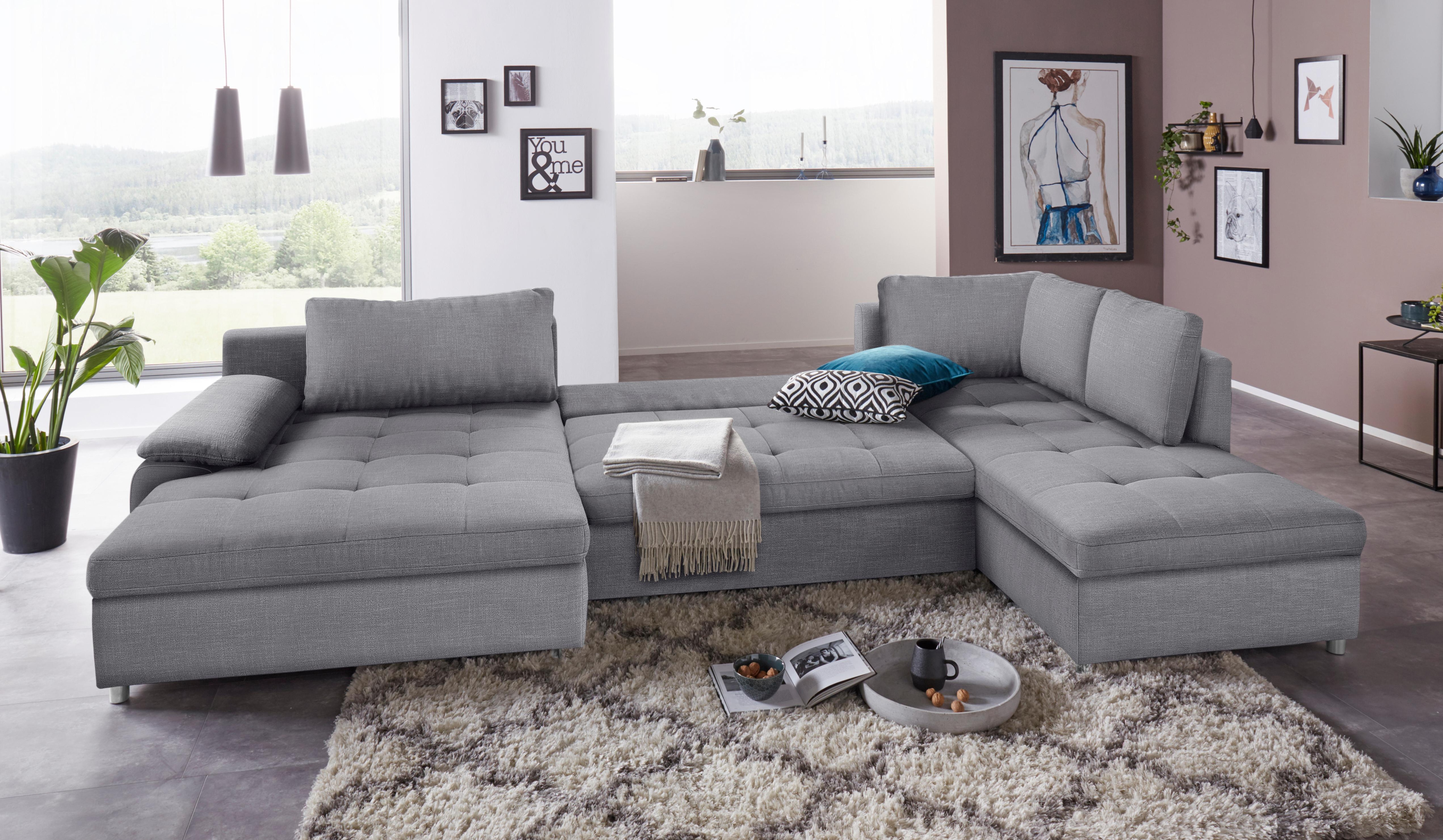 OTTO home Wohnlandschaft "Labene U-Form" wahlweise mit Schlaffunktion und Bettkasten