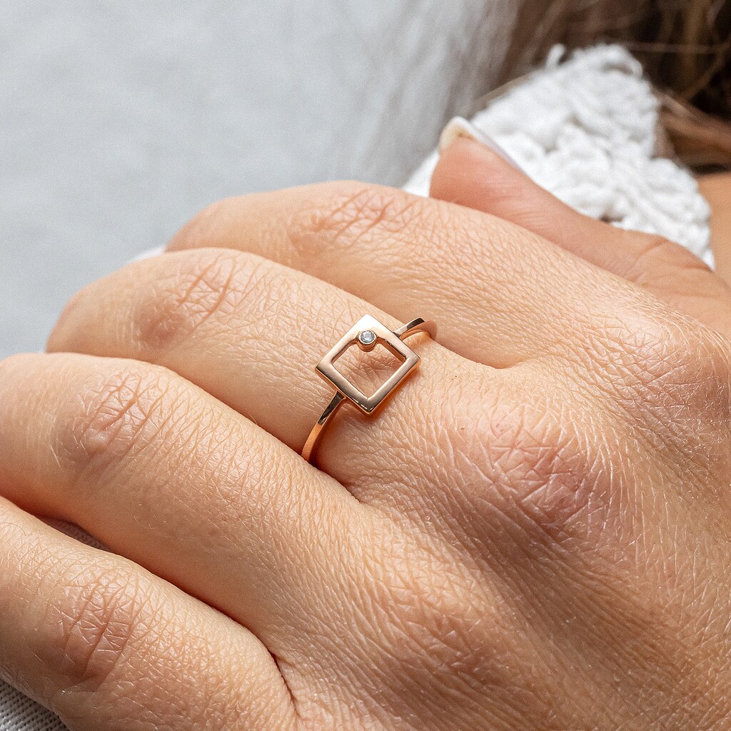 CAÏ Fingerring »925 Sterling Silber rosé vergoldet Zirkonia Viereck«