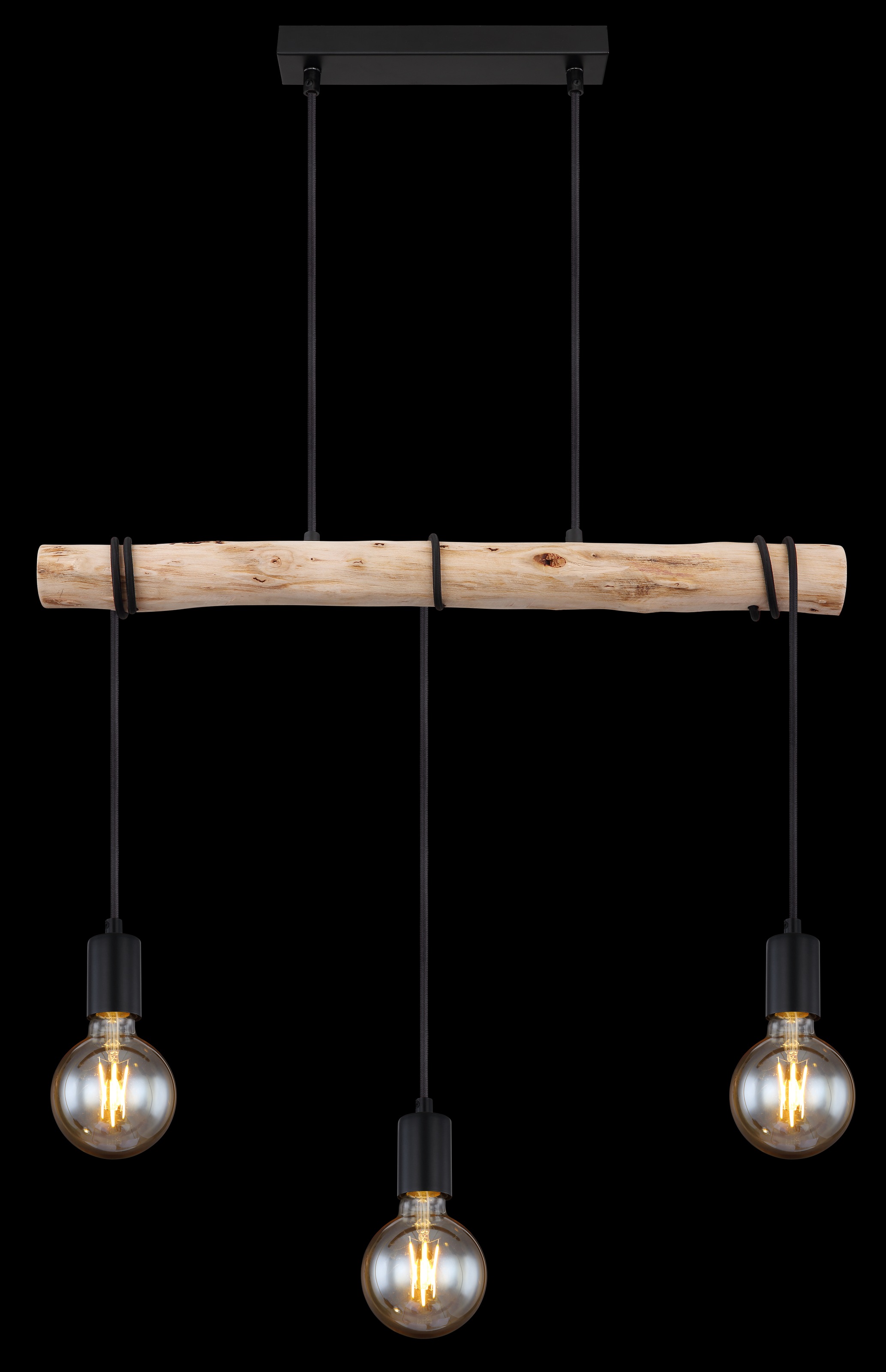 GLOBO LIGHTING Hängeleuchte »GREGOR«, Leuchtmittel E27 | ohne Leuchtmittel, Hängelampe/Holz/Kabel zum Herumwickeln/Esszimmer