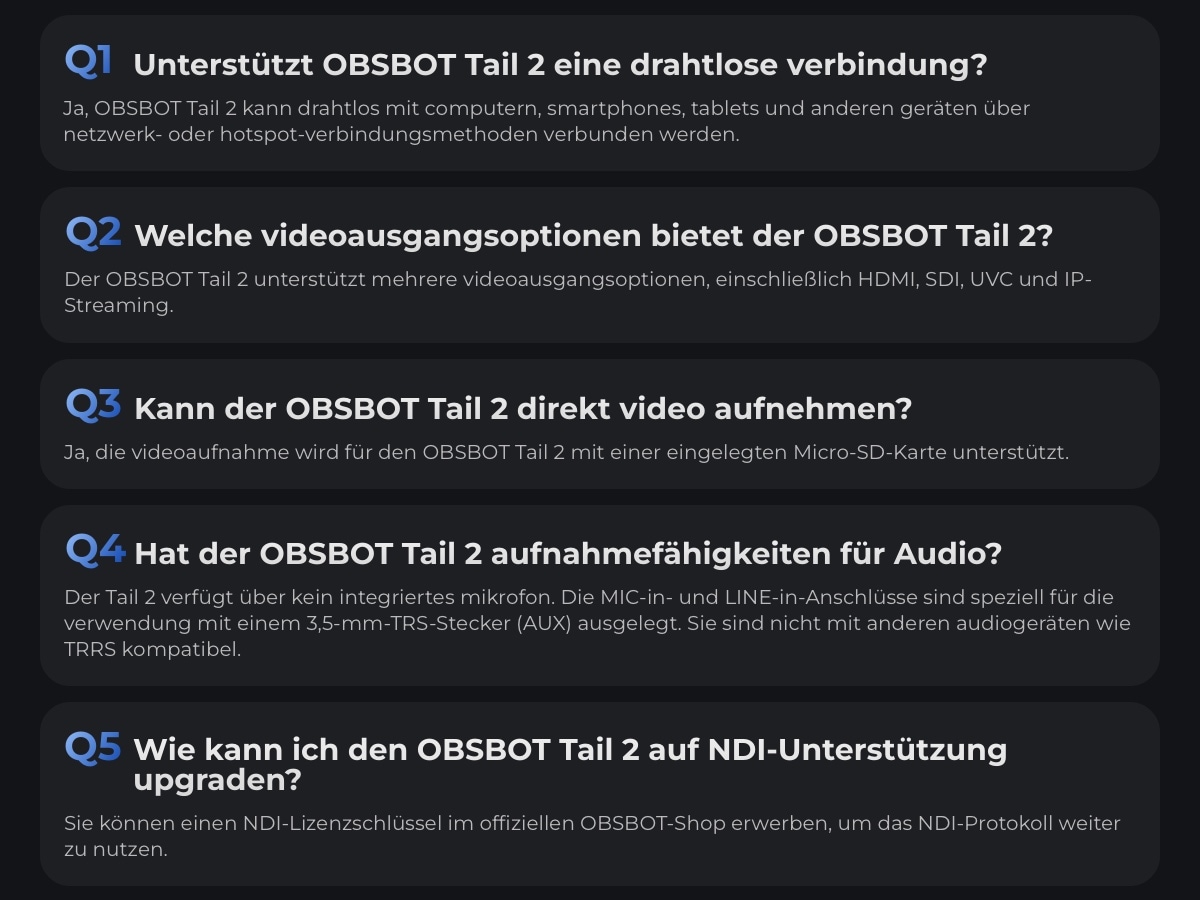 OBSBOT Camcorder »Tail 2« Bluetooth | LAN (Ethernet) 5 fachx opt. Zoom