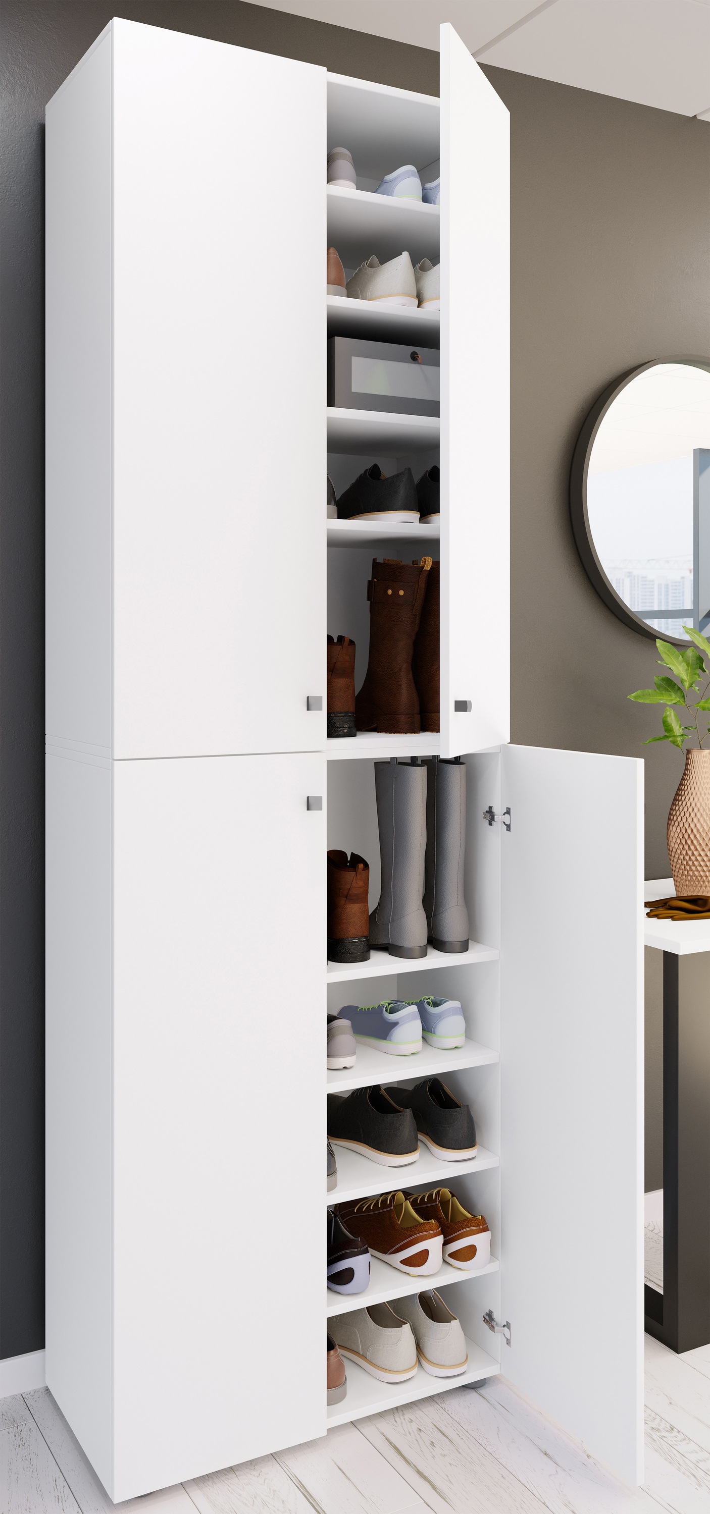 VCM Schuhschrank »VCM XL Holz Großer Schuhschrank Schuhregal Groß Stiefel Dielenmöbel Lona 10 Fächer Drehtüren« 1 Stk. tlg.