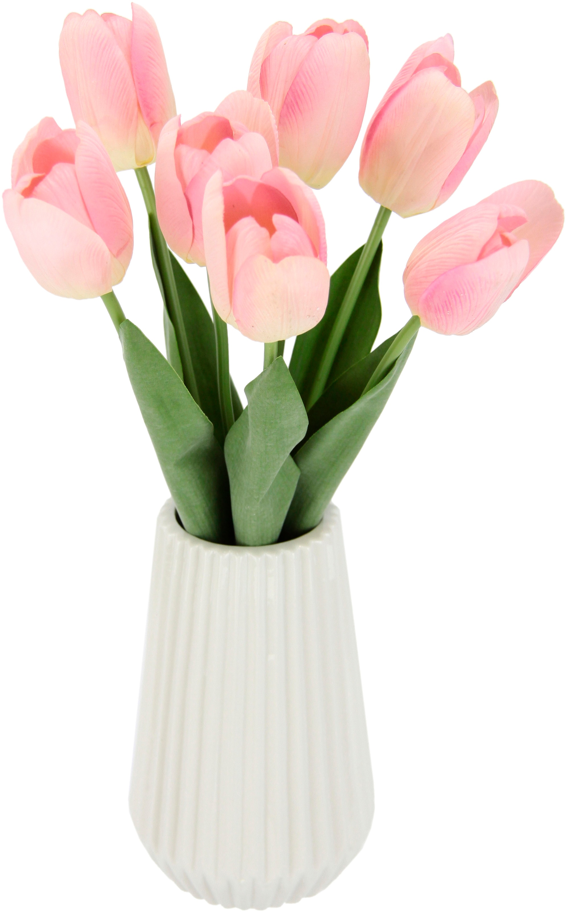 I.GE.A. Kunstblume "Real-Touch-Tulpen", Vase aus Keramik