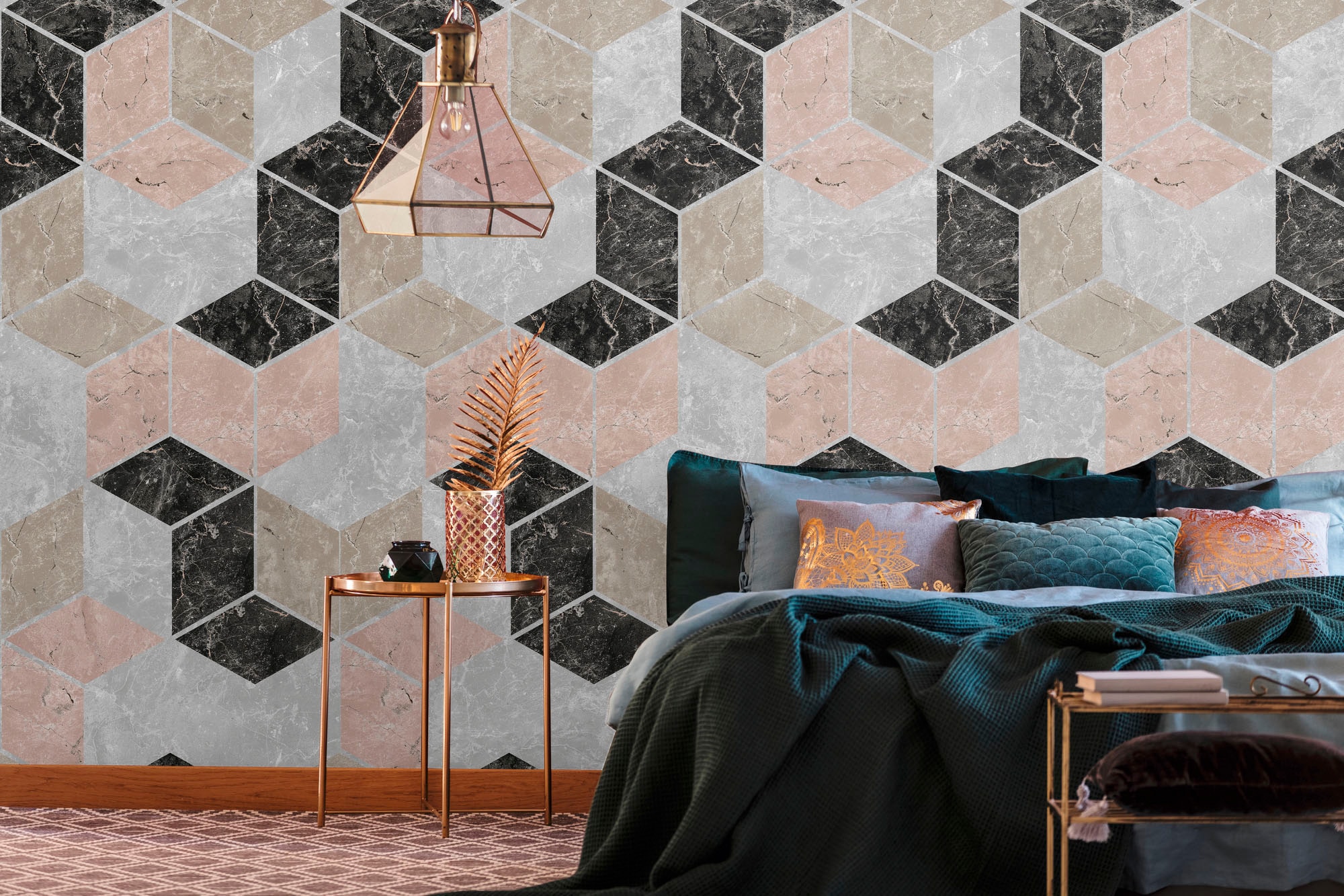 living walls "Grafik-Fototapete Modern" gemustert matt neutral glatt Karriert Grafisch Tapeten Wohnzimmer Schlafzimmer Küche Design Optik