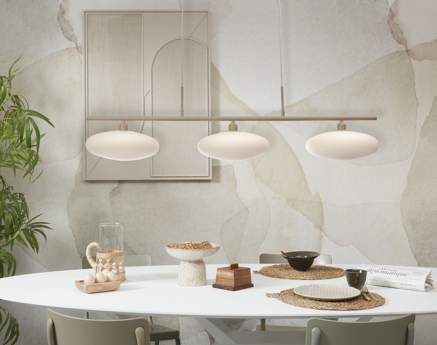 it's About RoMi Hängeleuchte »SAPPORO«, 3 flammig, Leuchtmittel E14 | LED wechselbar, Milchglass