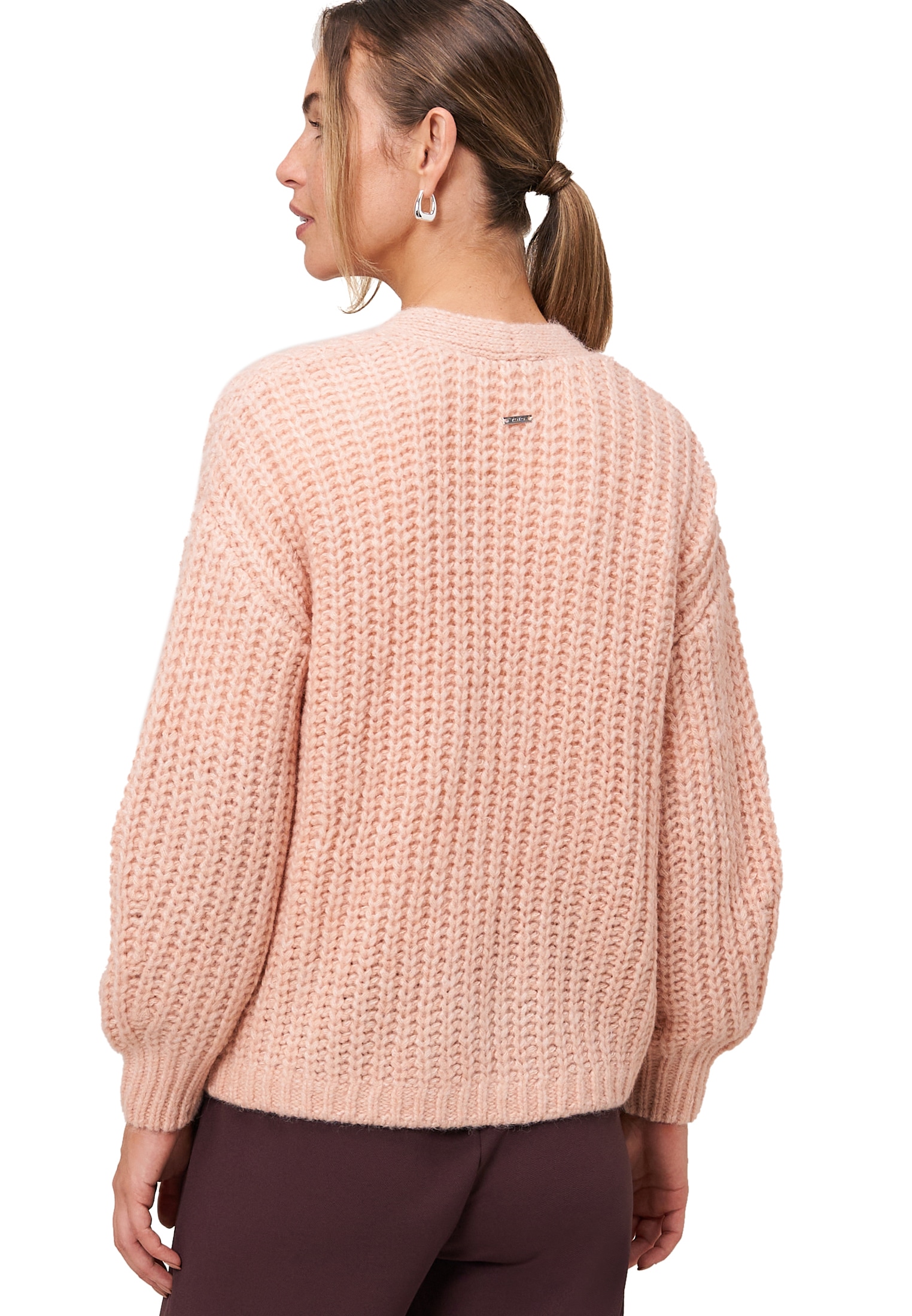 Zero Strickjacke »zero Damen Grobstrickjacke offener Style«, Plain/ohne Details