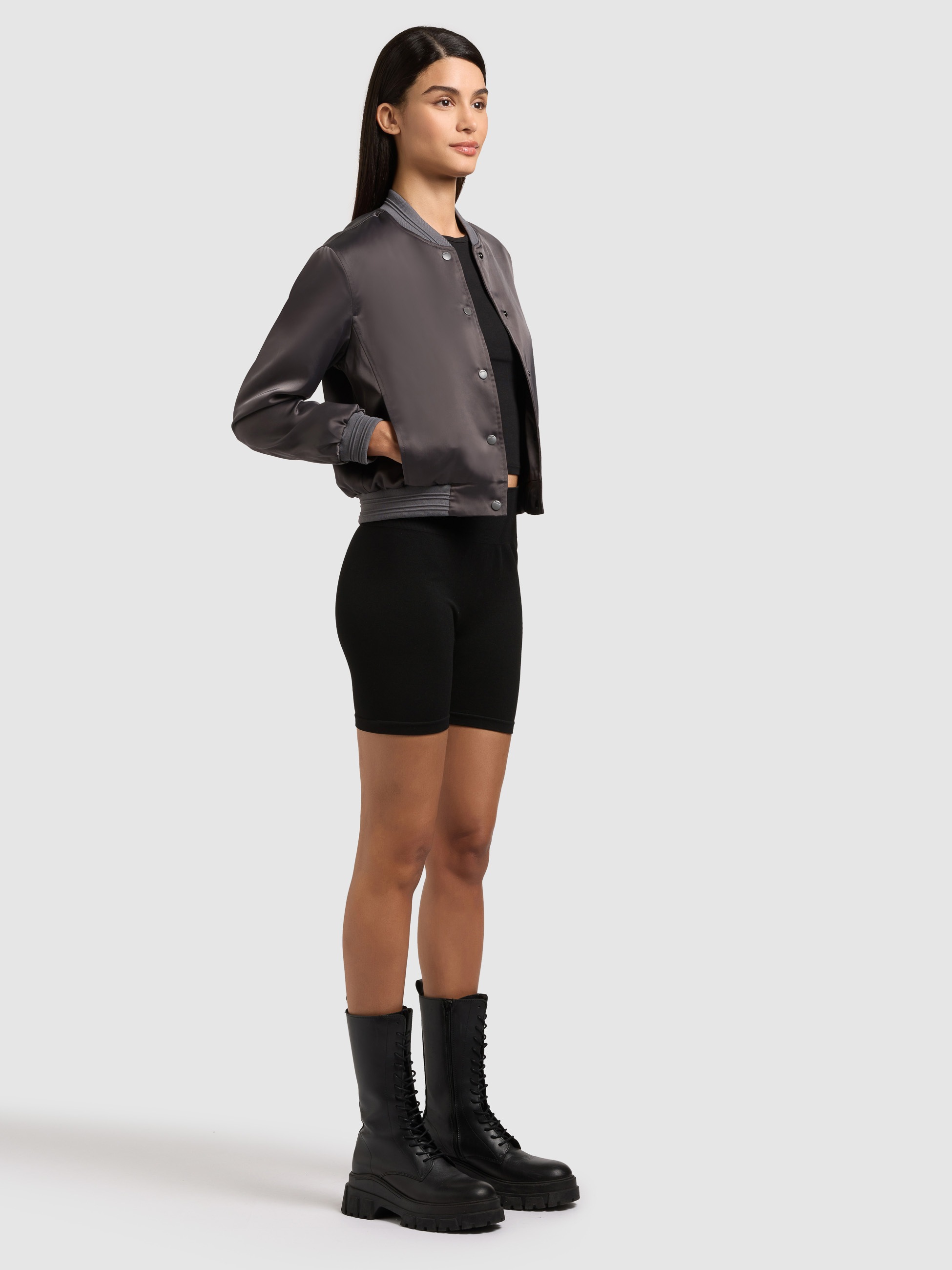 Blouson KHUJO "TAMI", Damen, Gr. XL, slate grau, 97% Polyester, 3% Elasthan, glänzend, regular fit, eingesetzt Rippstrickbündchen, Jacken Blouson 2