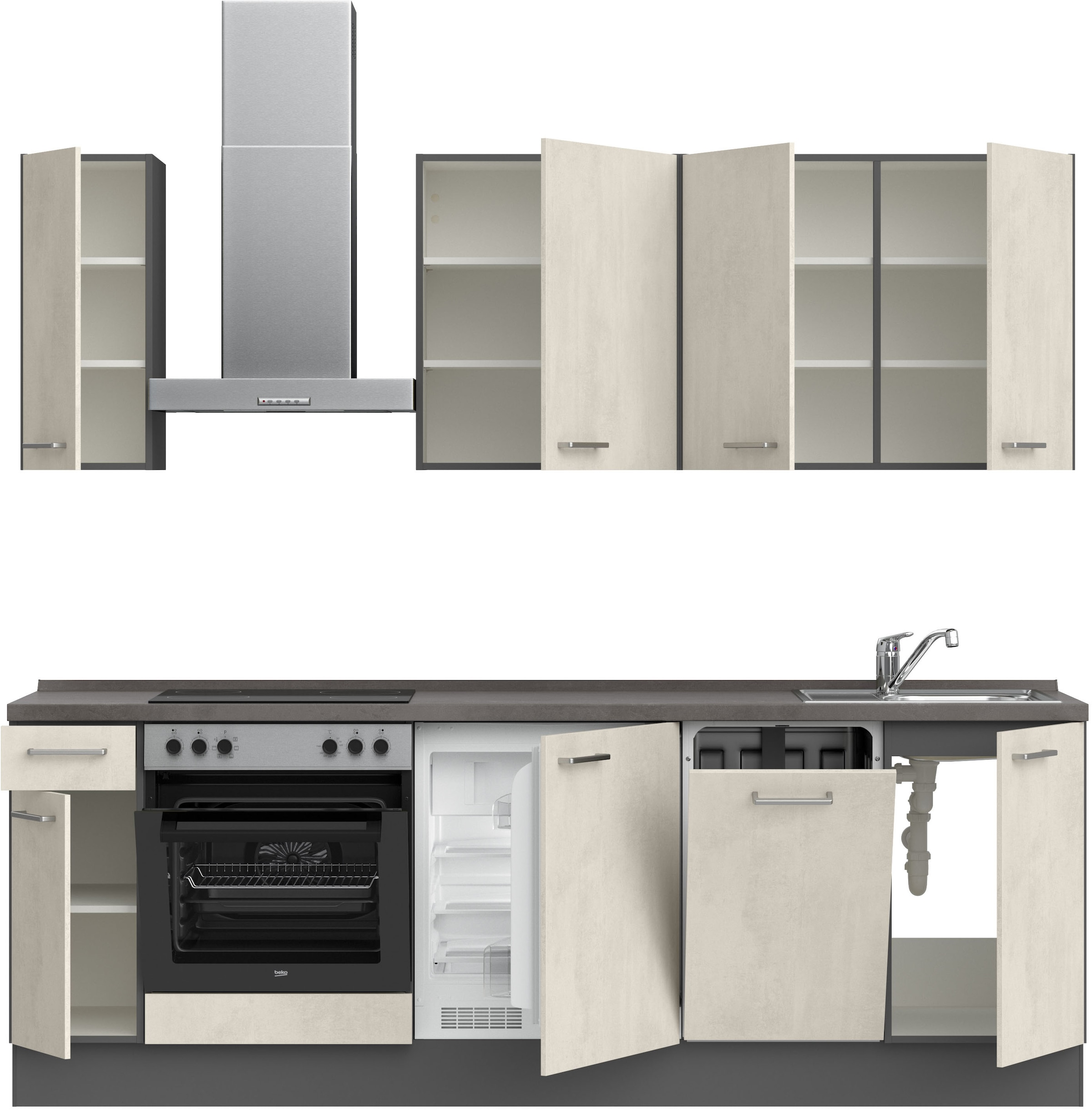 nobilia® Küchenzeile »"Riva I"«, vormontiert, Ausrichtung wählbar, Breite 240 cm, wahlw. mit E-Geräten