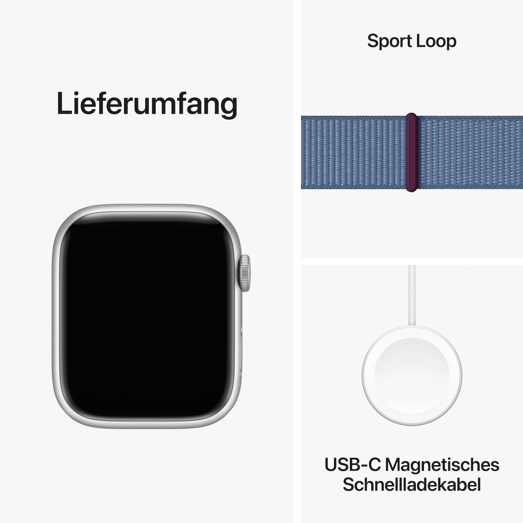 Apple Smartwatch »Watch Series 9 GPS Aluminium 45mm One-Size«, (Watch OS 10 Sport Loop)