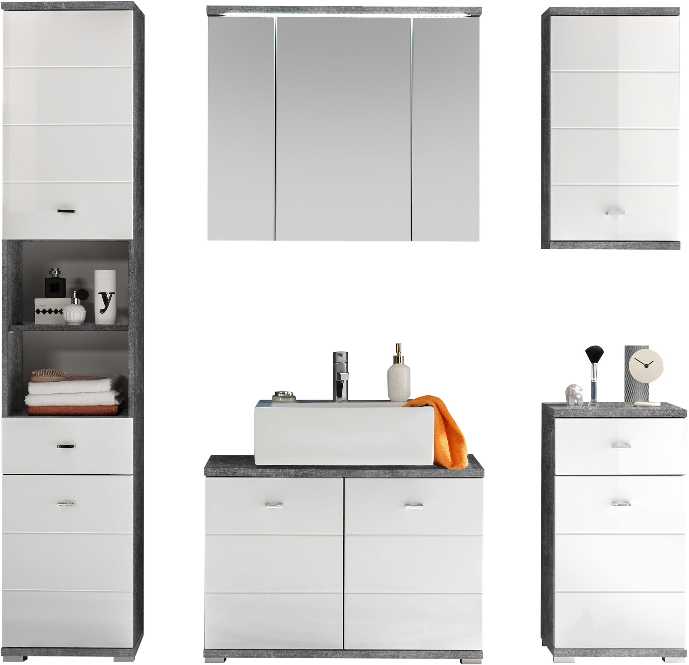 BASIC by Balculina Badmöbel-Set "Pool" 5 Stk. tlg. günstig online kaufen