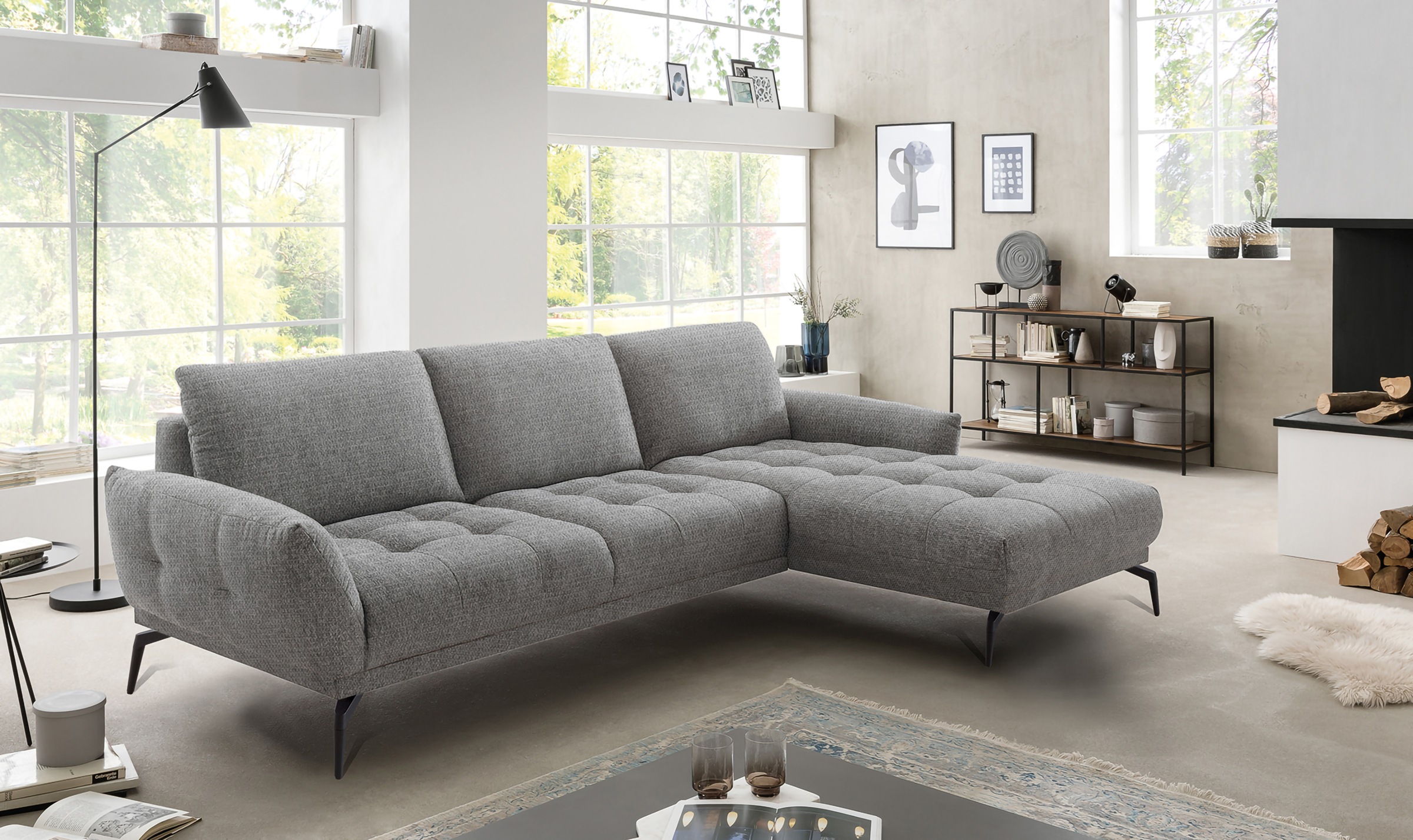 exxpo - sofa fashion Ecksofa »NICEA erstklassiger Sitzkomfort, OTTOs Choice, L-Form, bodenfrei«, In hochwertiger Verarbeitung und ergonomische Sitzposition