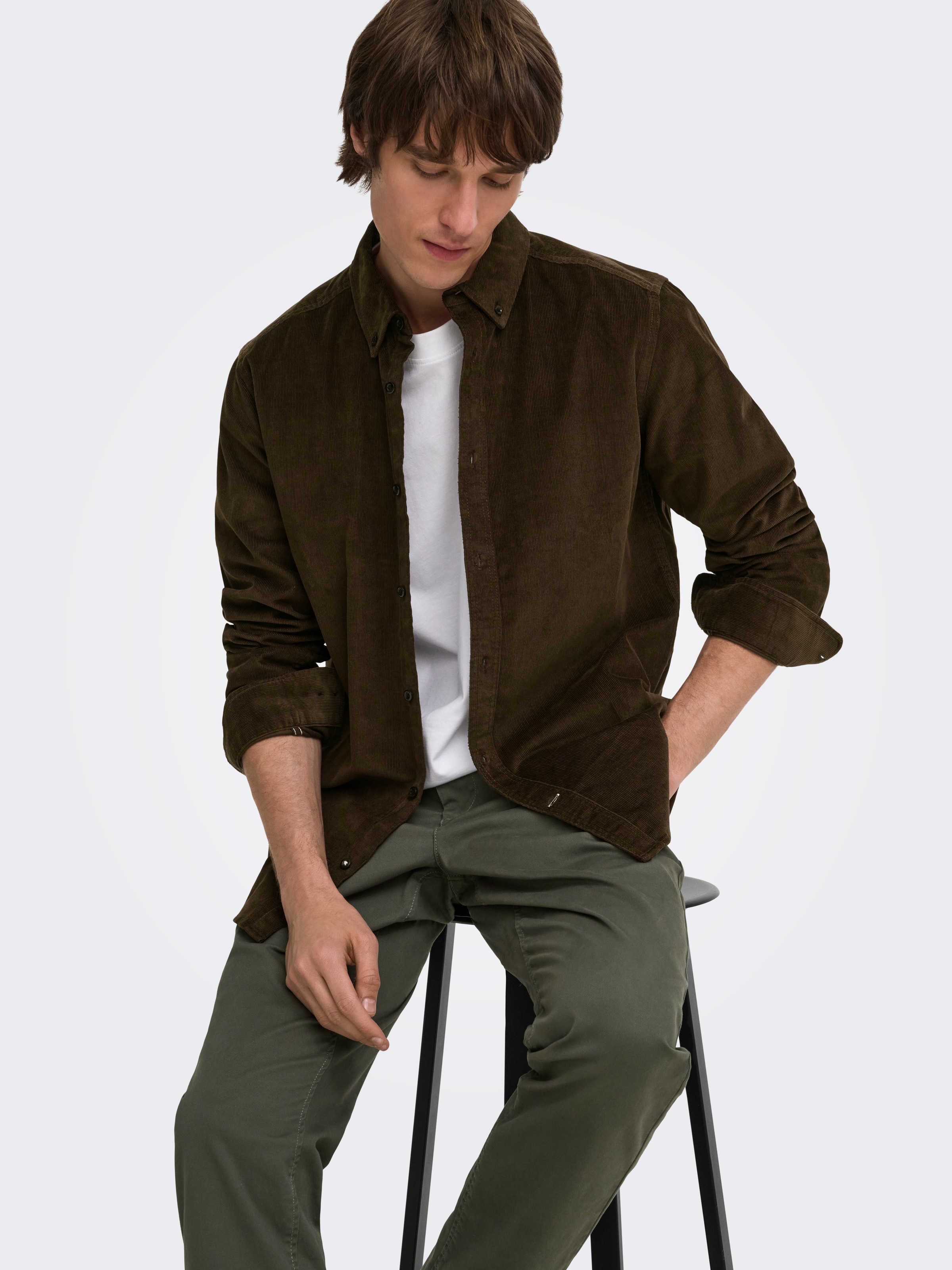 ONLY & SONS Langarmhemd »ONSMICHAEL 18W REG CORD STRETCH LS NOOS« Baumwollmischung, regular fit, Cord