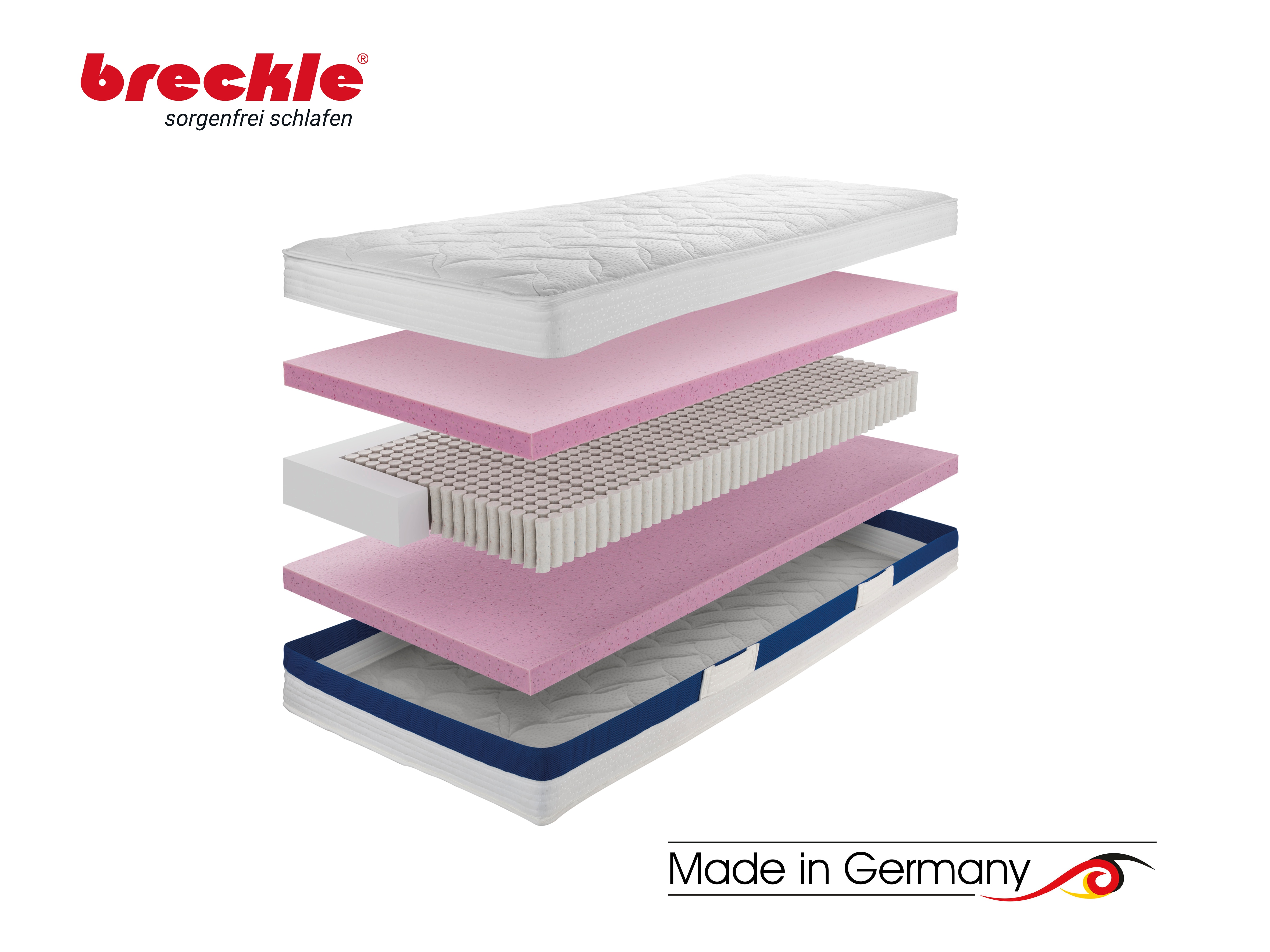 Breckle Taschenfederkernmatratze "1000 Pur, 7 Zonen Matratze 90x200 cm, 140x200 cm & weitere Größen" 25 cm hoch 1.000 Federn 1 Stk. tlg. Matratze H2/H3/H4, ergonomisch, atmungsaktiv