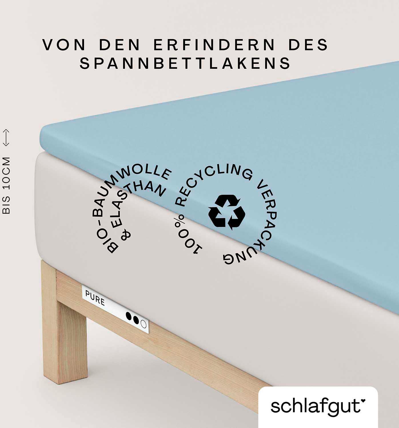Schlafgut 1100000002199 "PURE TOPPER Bio-Baumwolle mit Elasthan 170 g/m² für Topper bis 10 cm" PREMIUM Laken für Matratzen bis 10 cm Höhe, dehnbar, blickdicht