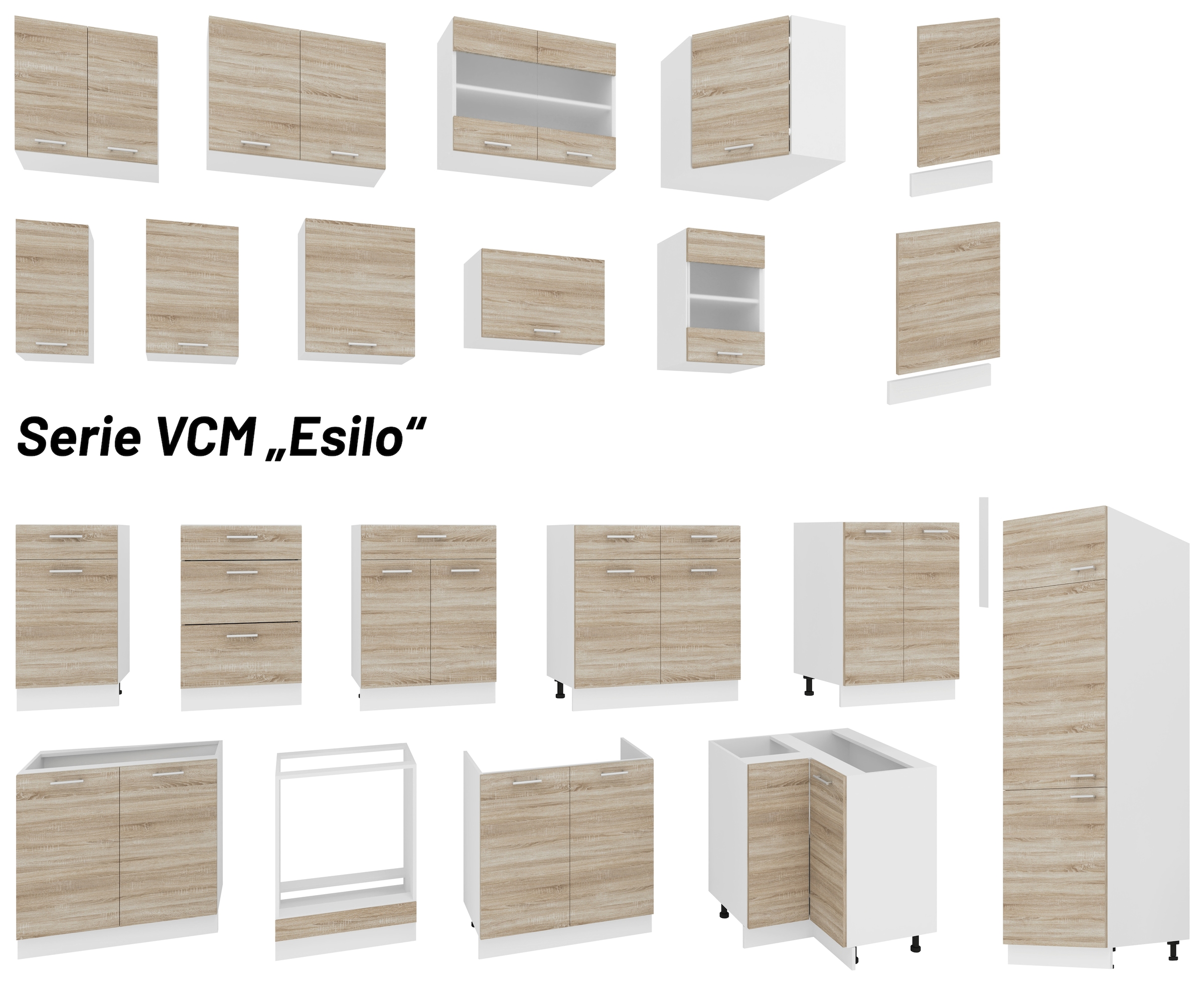 VCM Unterschrank »VCM Eckschrank | Höhenverstellbare Füße | Maße H. 82 x B. 76 x T. 76 cm | Küche Unterschrank | Kücheneckschrank - Esilo«, (1 St.)