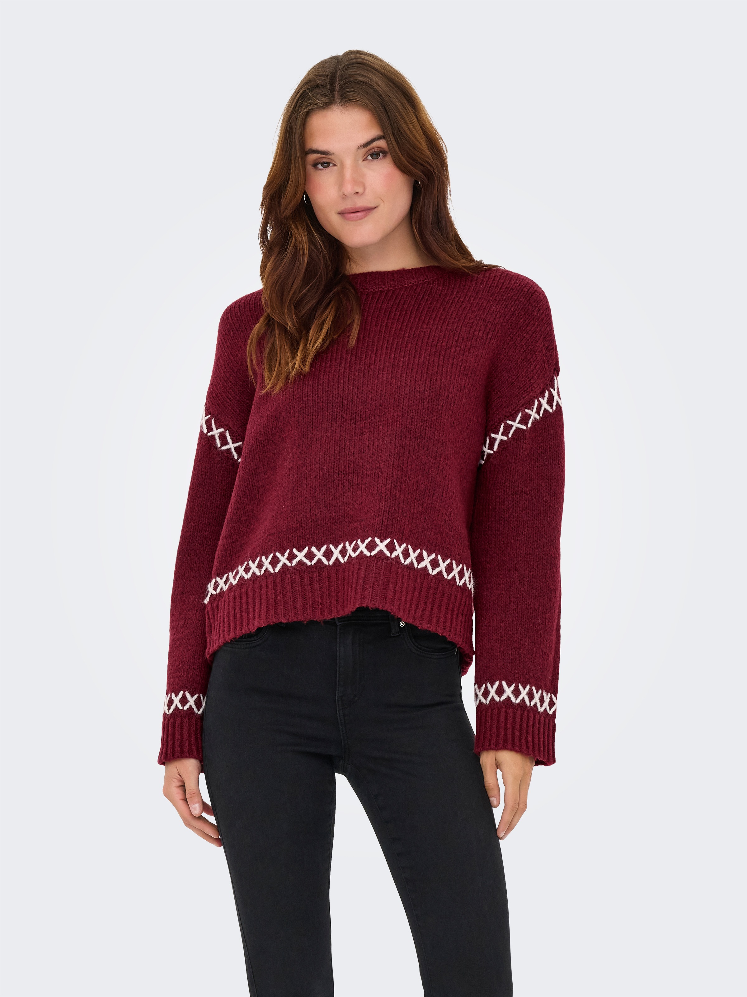 ONLY Rundhalspullover "ONLAMANDA LIFE LS O-NECK DETAIL CC KNT" günstig online kaufen