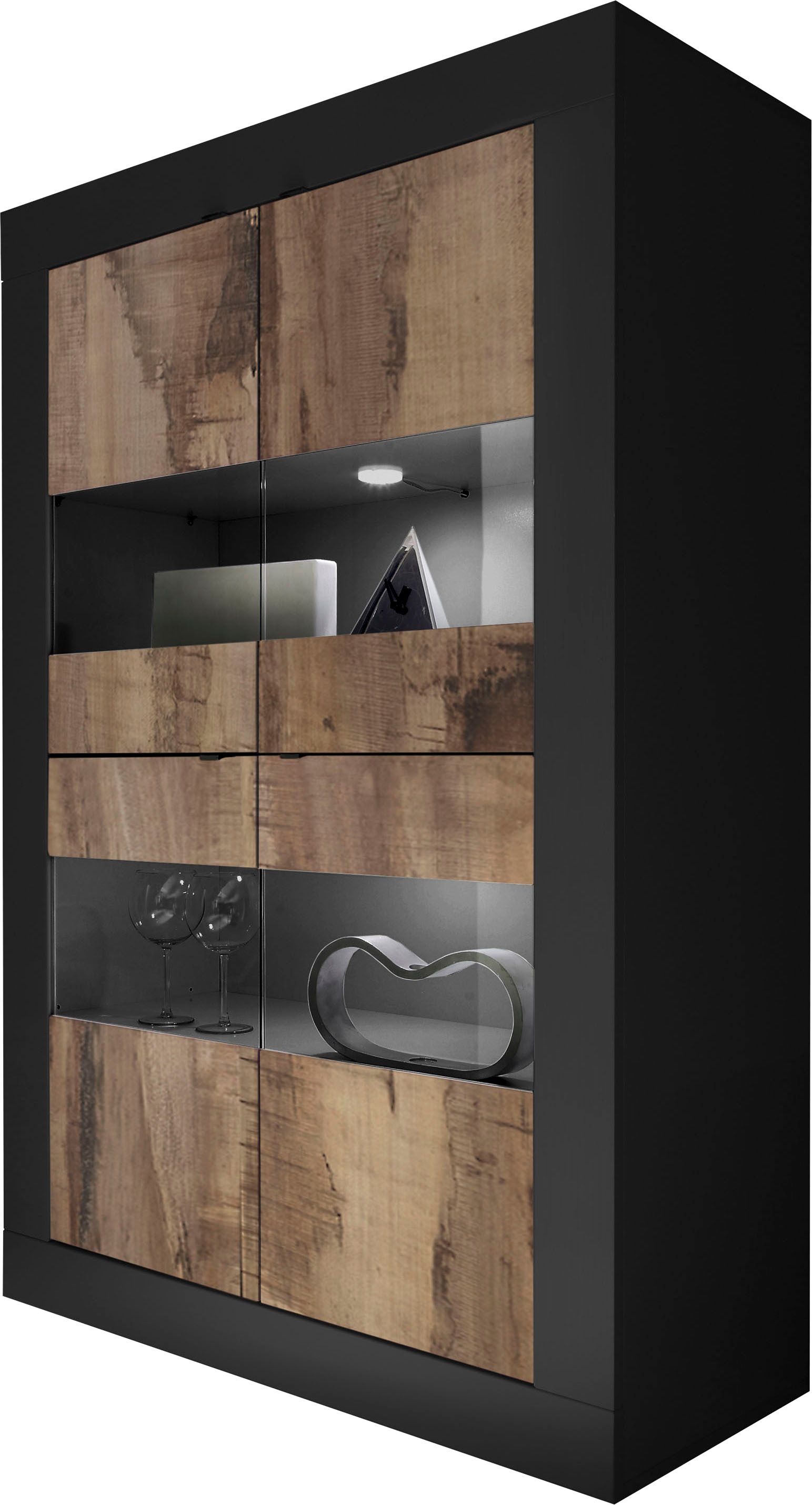 Home affaire Vitrine "Basic Höhe 162 cm, Standvitrine mit 4 Türen - Metallg günstig online kaufen