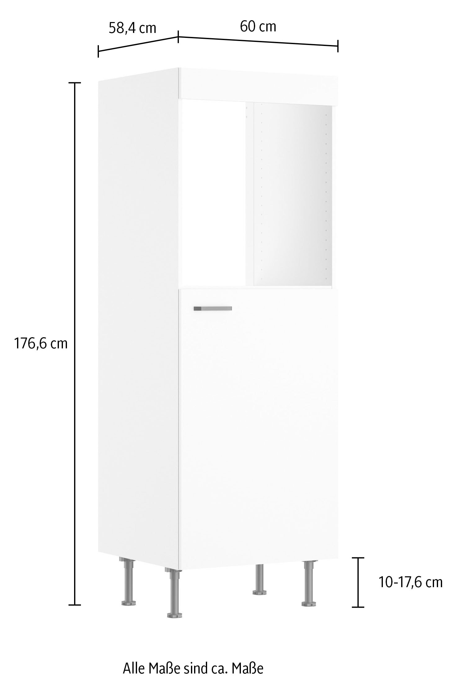 KOCHSTATION Backofenumbauschrank »KS-Paula« 60 cm breit, 176 cm hoch, mit 1 festen Blende, 1 Tür, 2 Einlegeböden