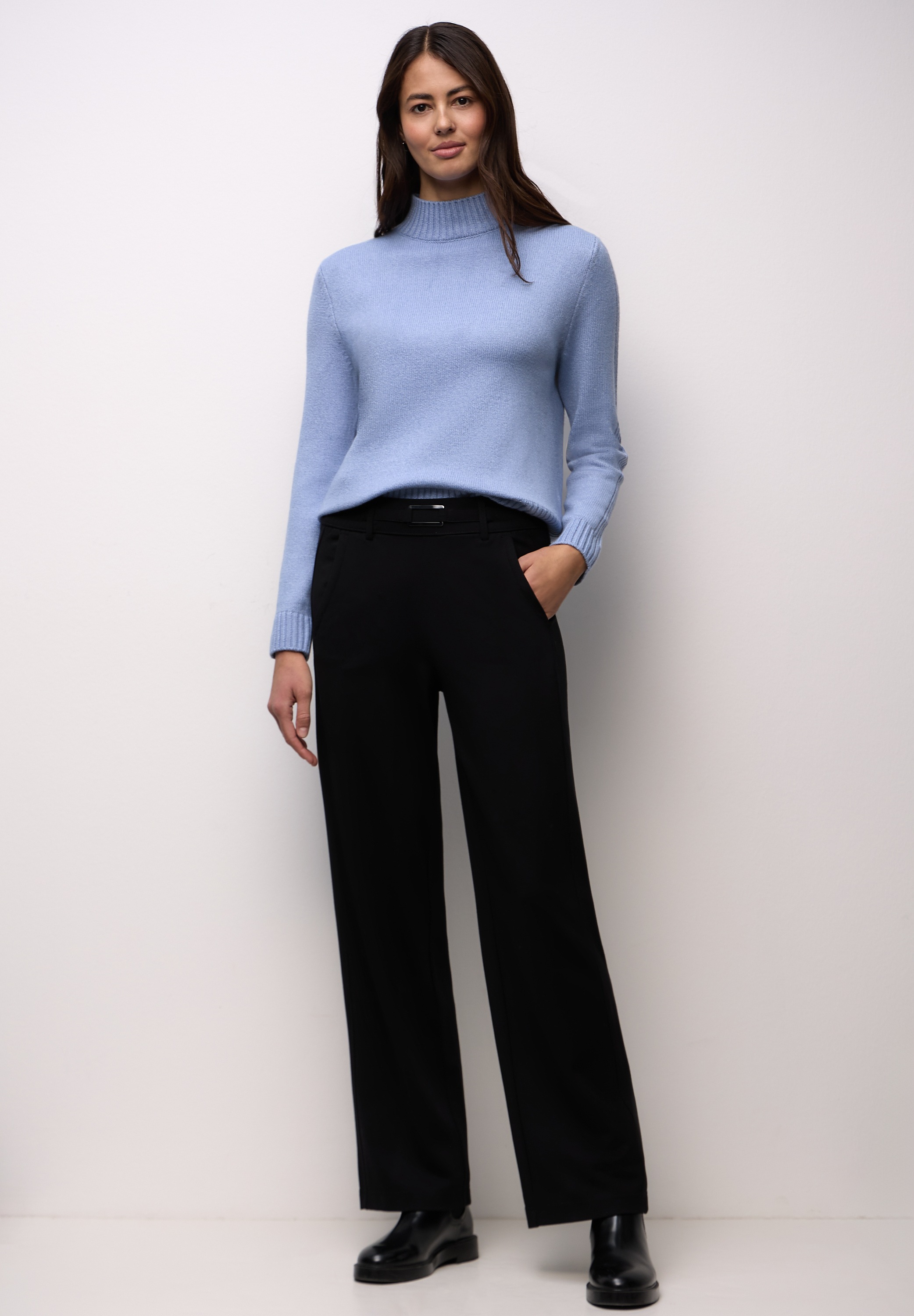 STREET ONE Strickpullover mit Rippstrick