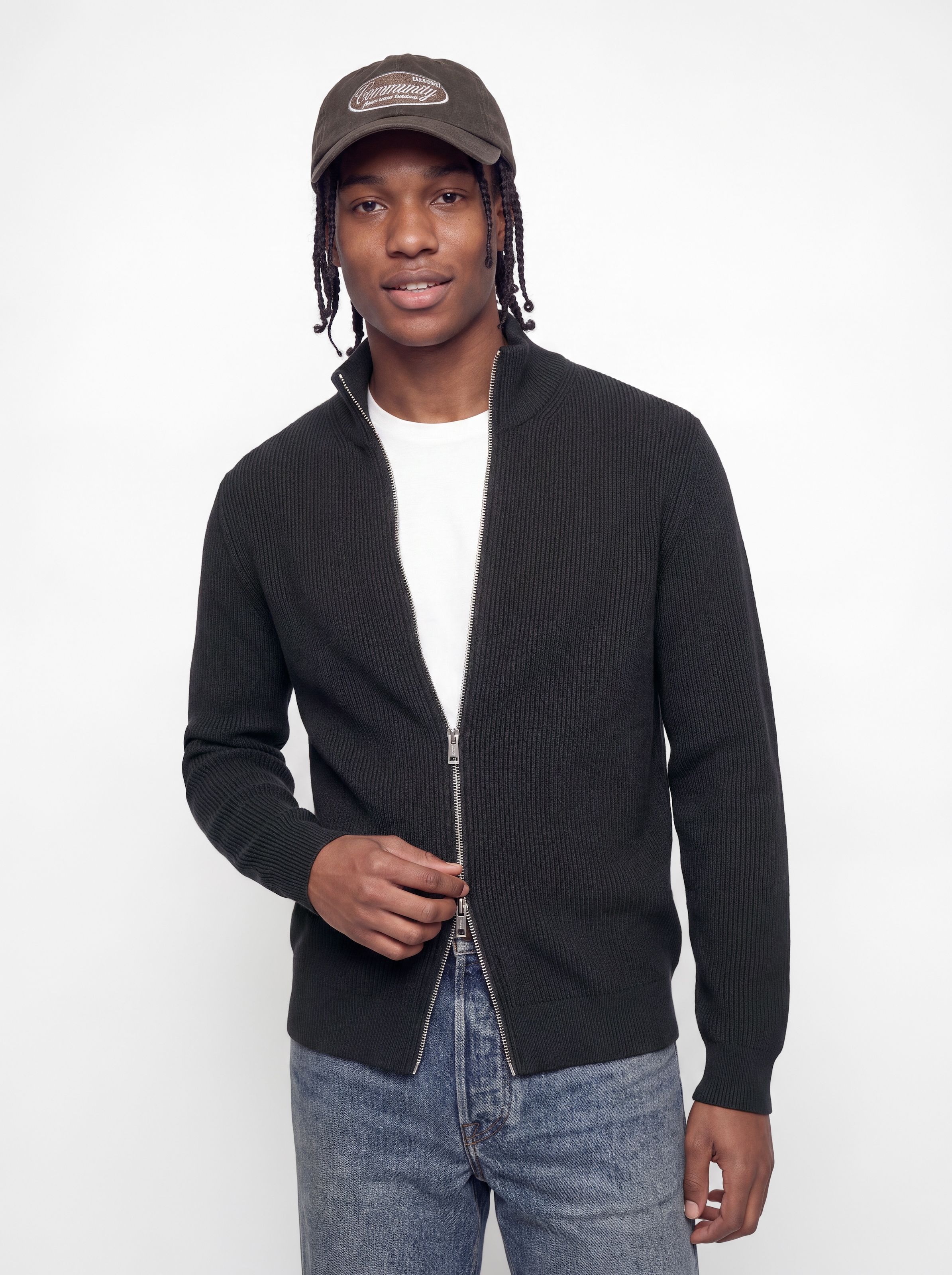 Jack & Jones Strickjacke "JJEPERFECT RIB KNIT FULL ZIP CARDIGAN SN" Baumwollmischung, mit Reißverschluss