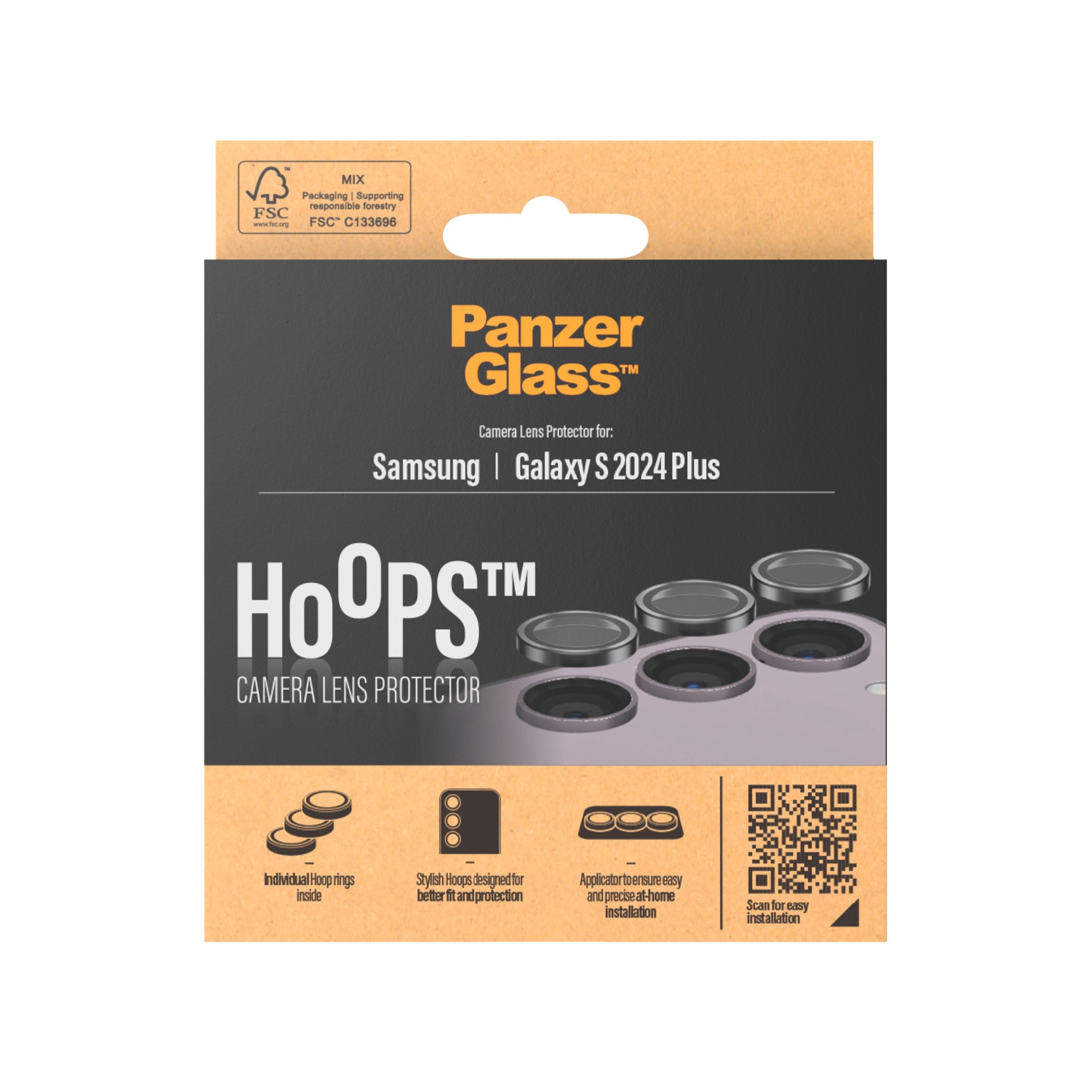 PanzerGlass Kameraschutzglas »Hoops Camera Lens Protector«, für Samsung Galaxy S24+, Lens Cover, stoßfest, kratzbeständig