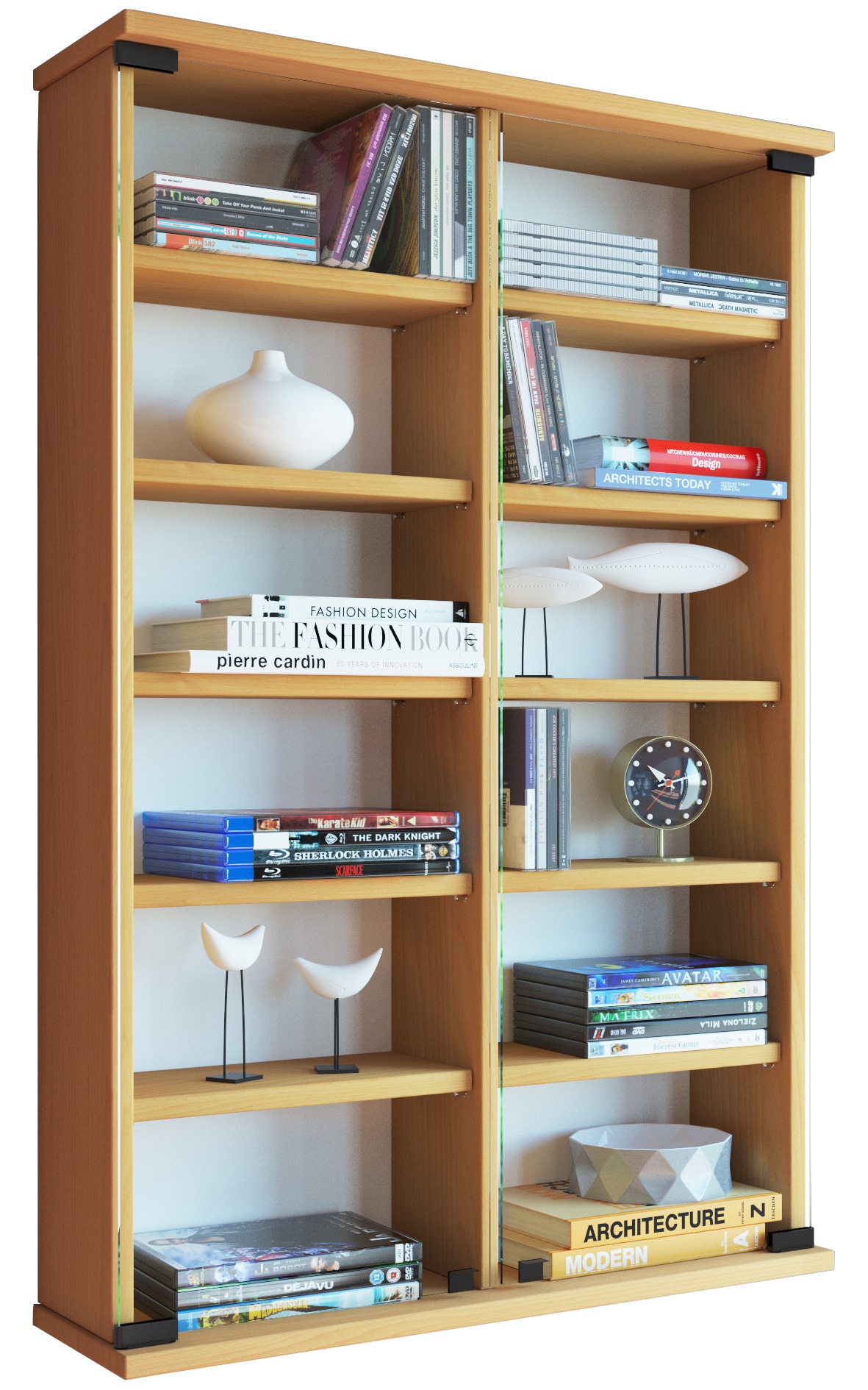 Media-Regal VCMbuche, Regale, "Holz CD DVD Wandregal Schrank Zuntisa Glastür"