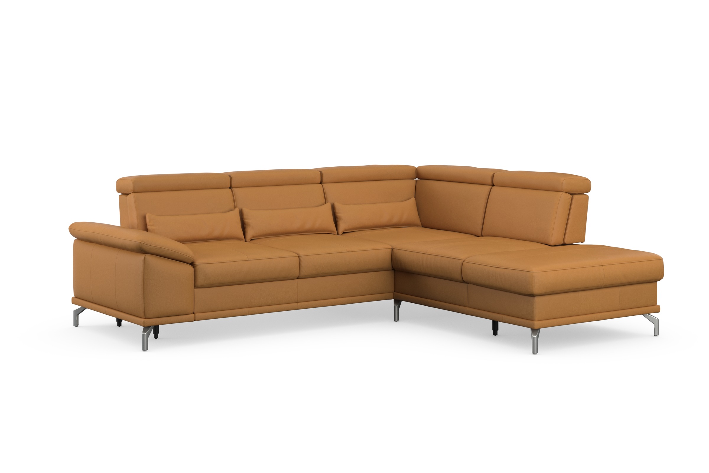 Ecksofa SIT & MORE "Cabrio L-Form, B: 274 cm, mit Sitztiefen-, Arm- & Kopfteilverstellung", gelb (curry), B:274cm H:87cm T:230cm, Sofas, Ecksofa, 3 Nierenkissen, Federkern, optional Bettfunktion und Stauraum 8