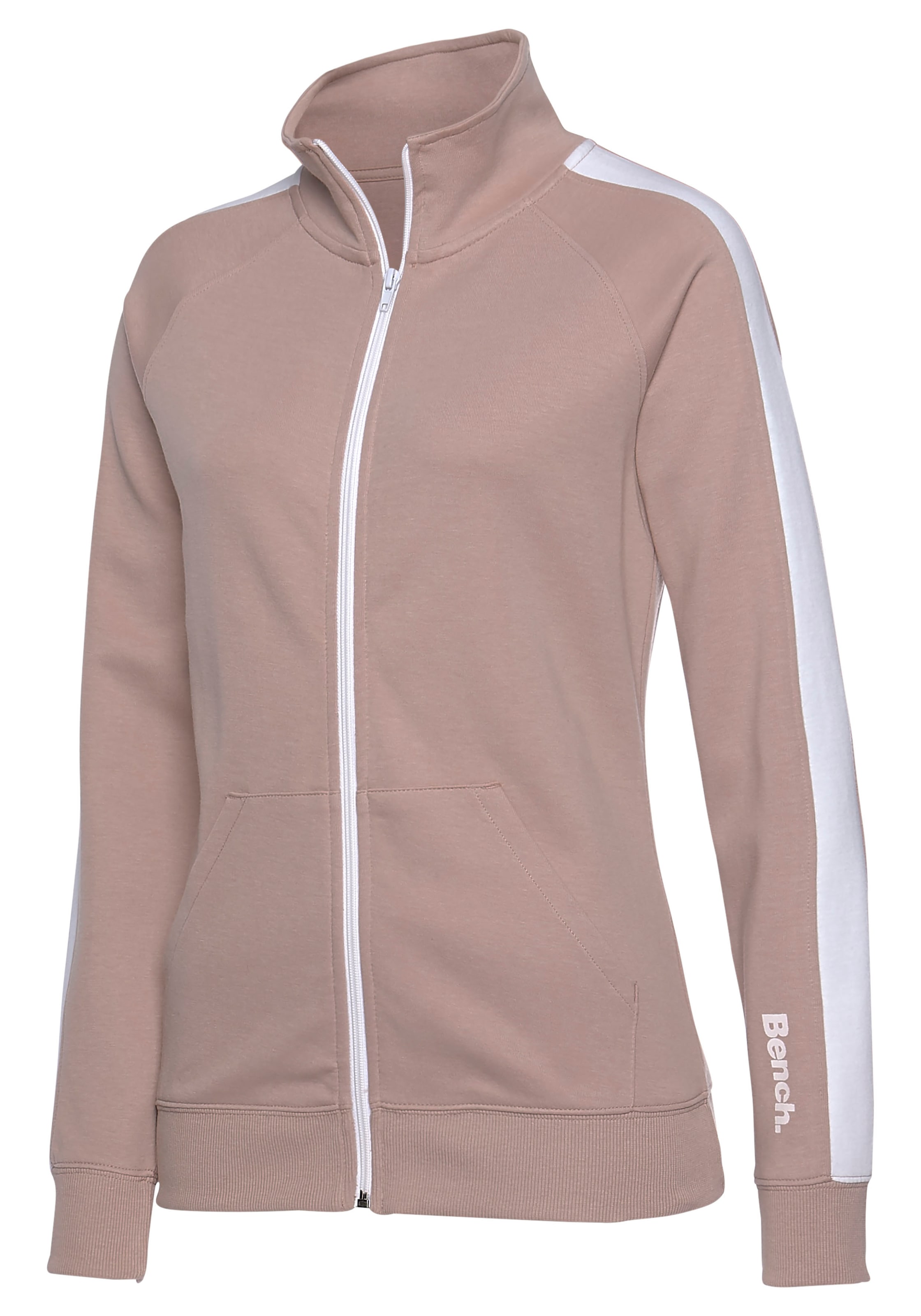 Bench. Loungewear Sweatjacke, mit Seitenstreifen und Stehkragen, Loungewear