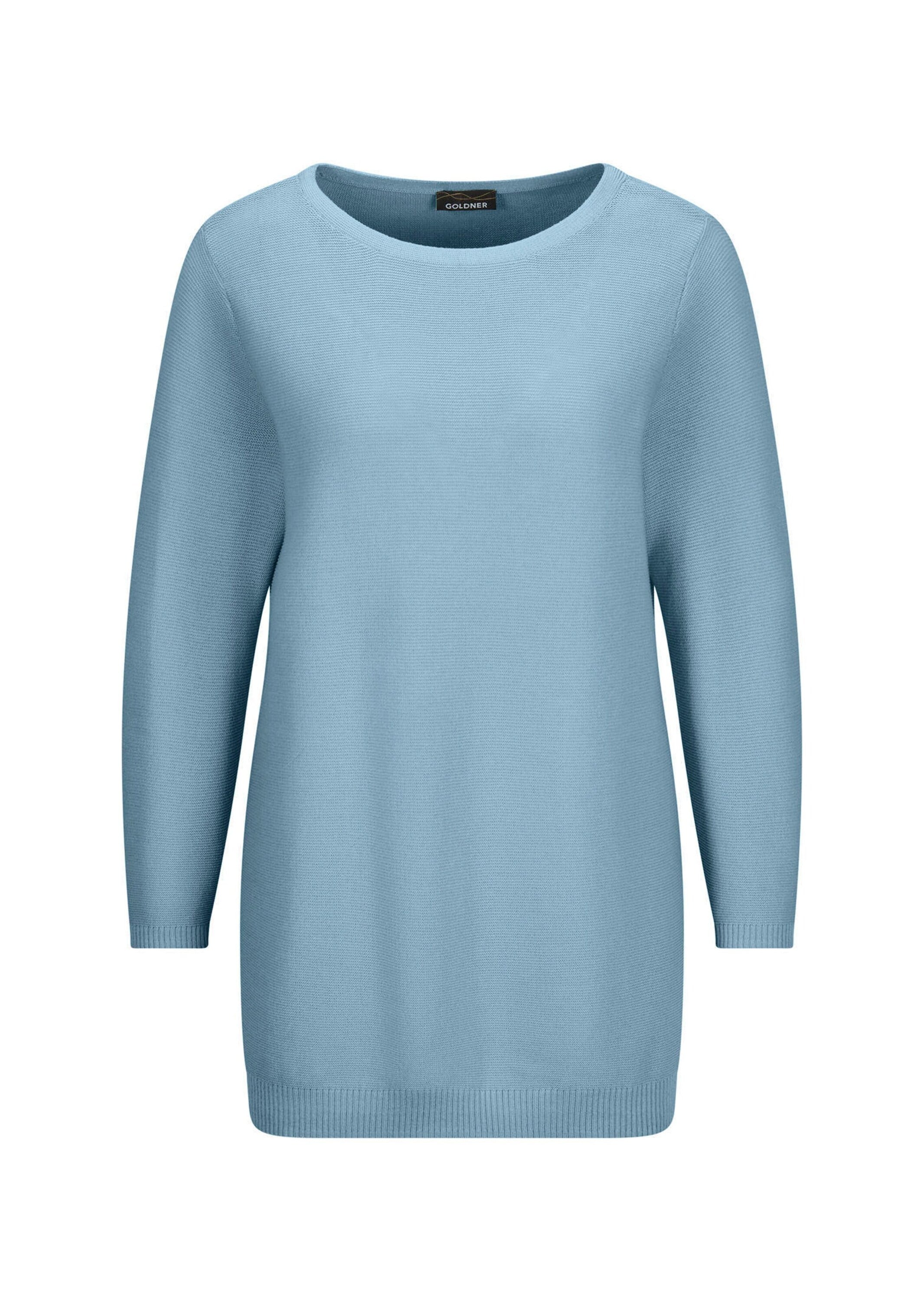 GOLDNER "Kurzgröße Eleganter Baumwollpullover, Halbarm" U-Boot-Ausschnitt