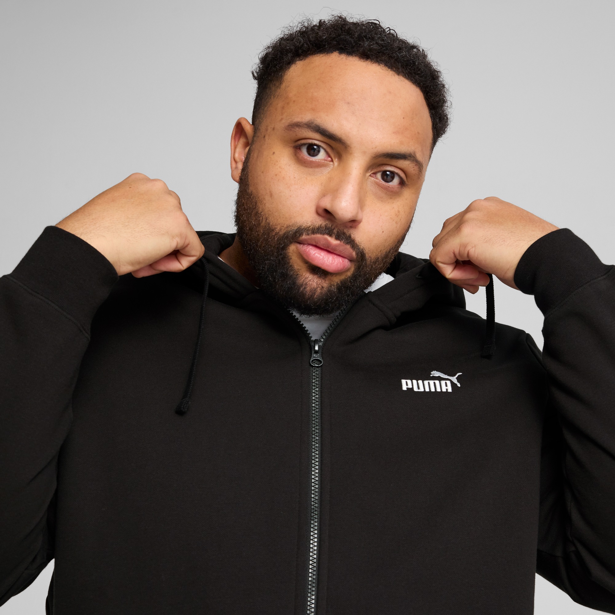 Thumbnail - PUMA Kapuzensweatjacke "ESS NO 1 LOGO FULL-ZIP HOODIE FL" Regular Fit, verstellbare Kapuze, Kängurutasche