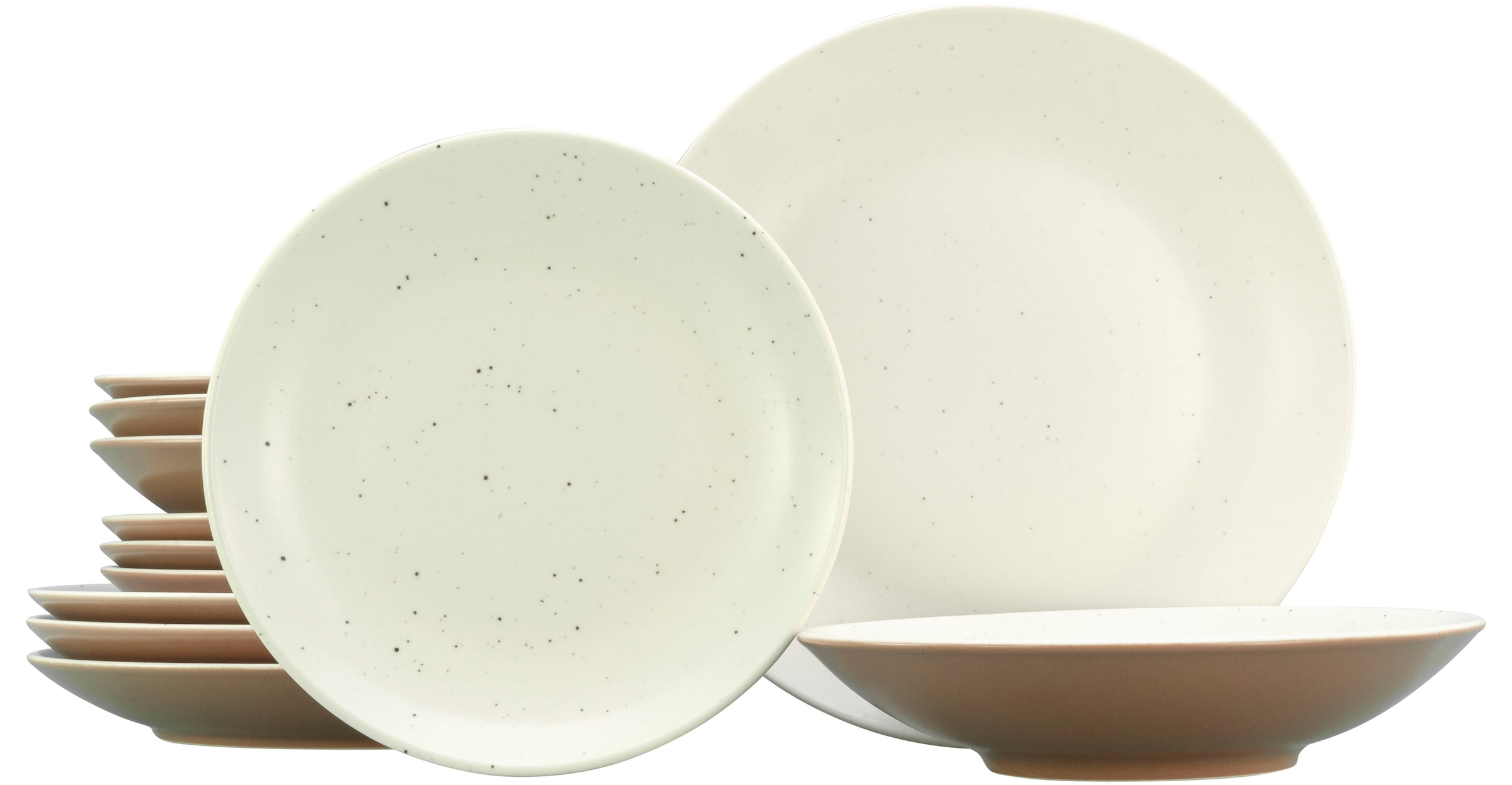 CreaTable Teller-Set "Geschirr-Set Sand Dunes", (Set, 12 tlg., Tafelservice für 4 Personen), Service, handwerklicher Töp