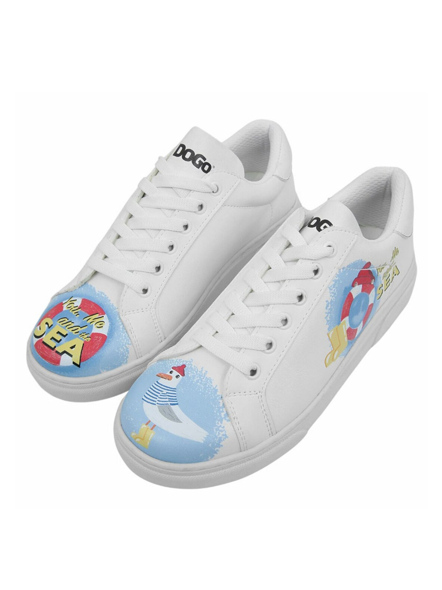 DOGO Damen Sneaker "Ace Low-Top Sneaker You, Me And The Sea Damen Sneaker", Gr. 38, weiß, Lederimitat, Schuhe, Handgefertigt