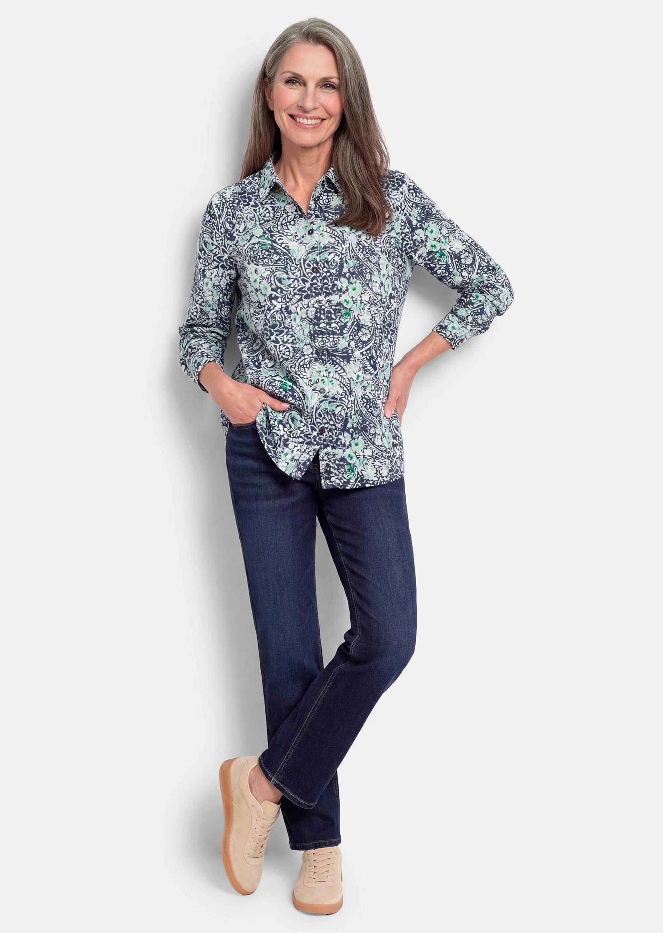 GOLDNER Hemdbluse »Hemdbluse mit Paisley-Druck« Sattel im Rückteil