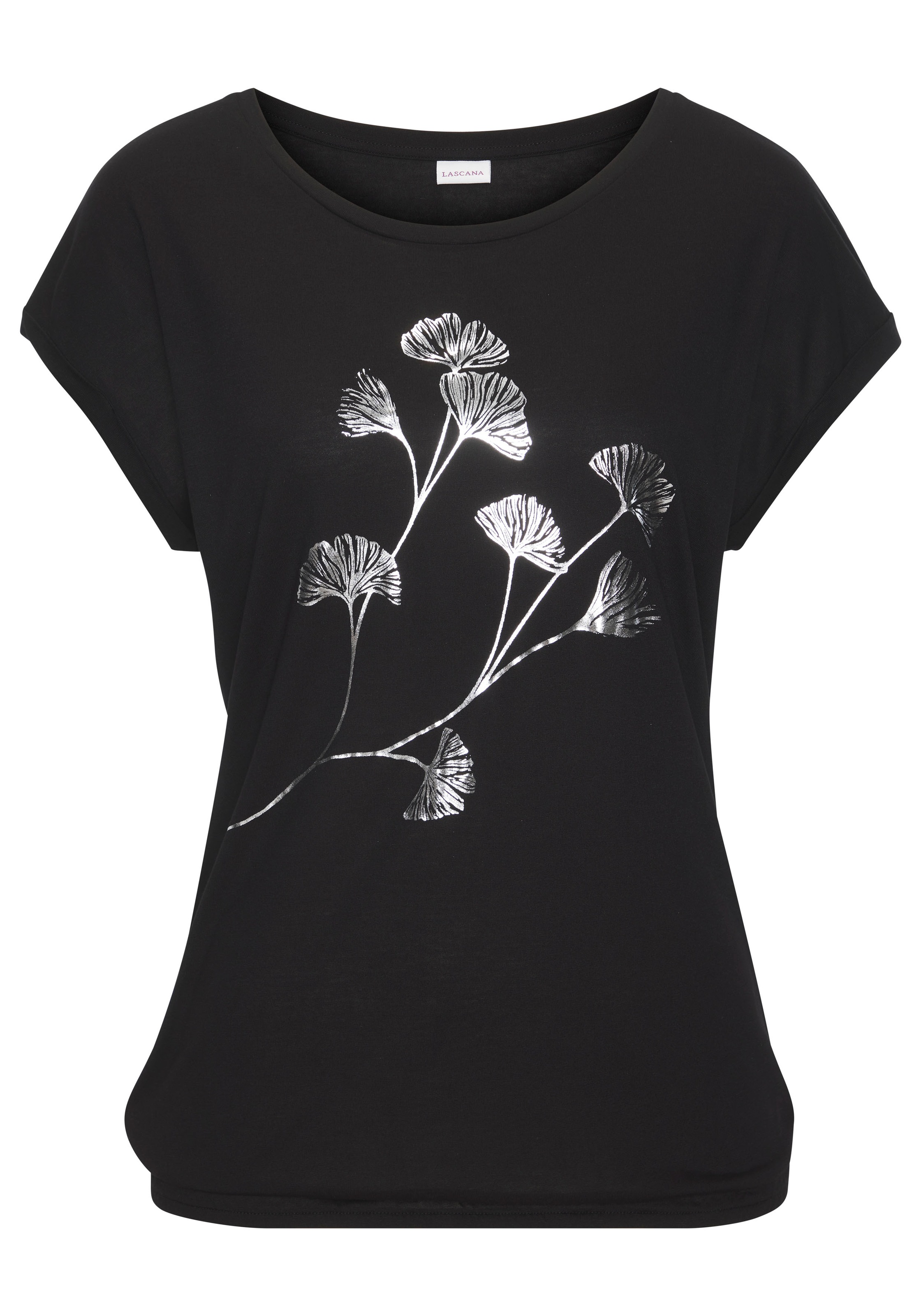 Vivance Kurzarmshirt "mit schimmerndem Blumenprint", aus elastischer Viskos günstig online kaufen