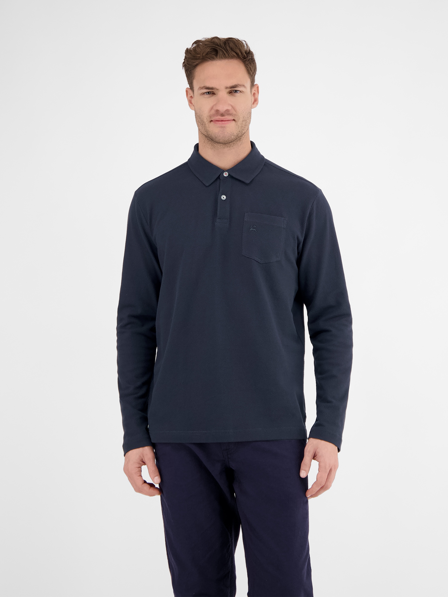 LERROS Langarmshirt »LERROS Herren Langarmpolo in Waffel-Piqué«