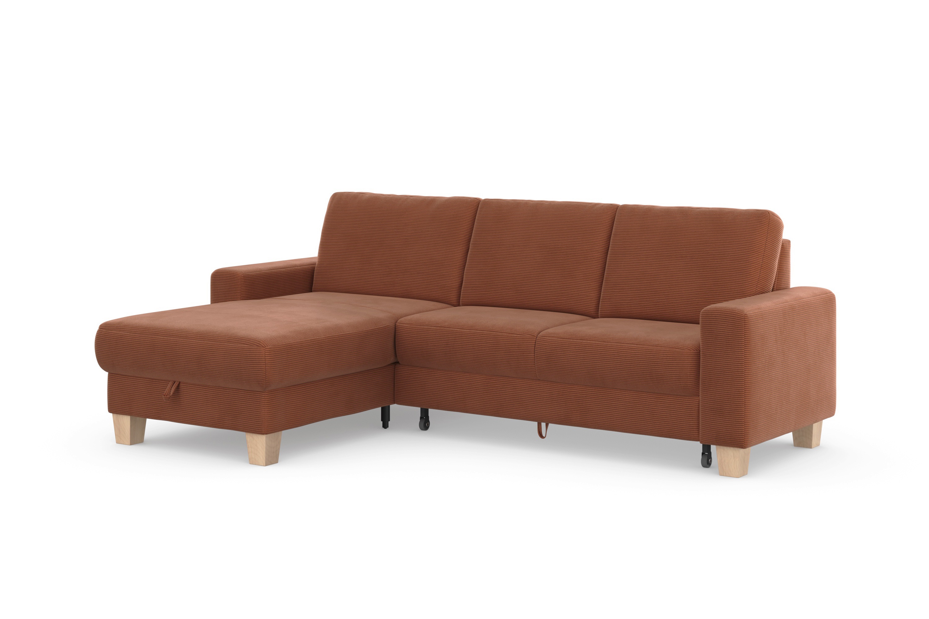 Thumbnail - Home affaire Ecksofa "Summer L-Form", mit Recamiere, mit oder ohne Bettfunktion und Bettkasten, Cord-Bezug