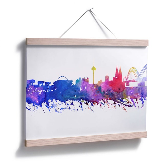 Wall-Art Poster »Graffiti bunt Köln Aquarell Skyline«, Graffiti, (1 St.),  Poster, Wandbild, Bild, Wandposter kaufen | BAUR