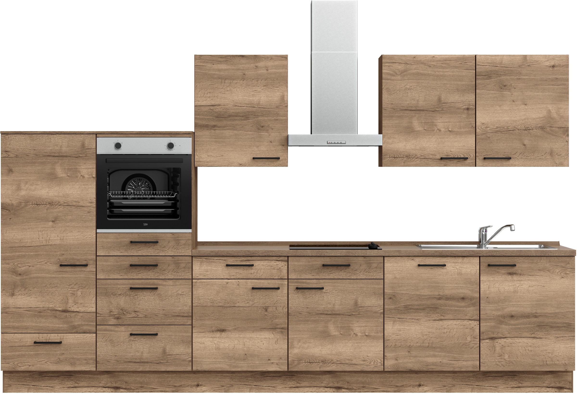 nobilia Küchenzeile ""Structura I", NEU: individuell anpassbar mit gratis Profi-Beratung" vormontiert, Breite 360 cm, Ausrichtung wählbar, wahlw. mit E-Geräten