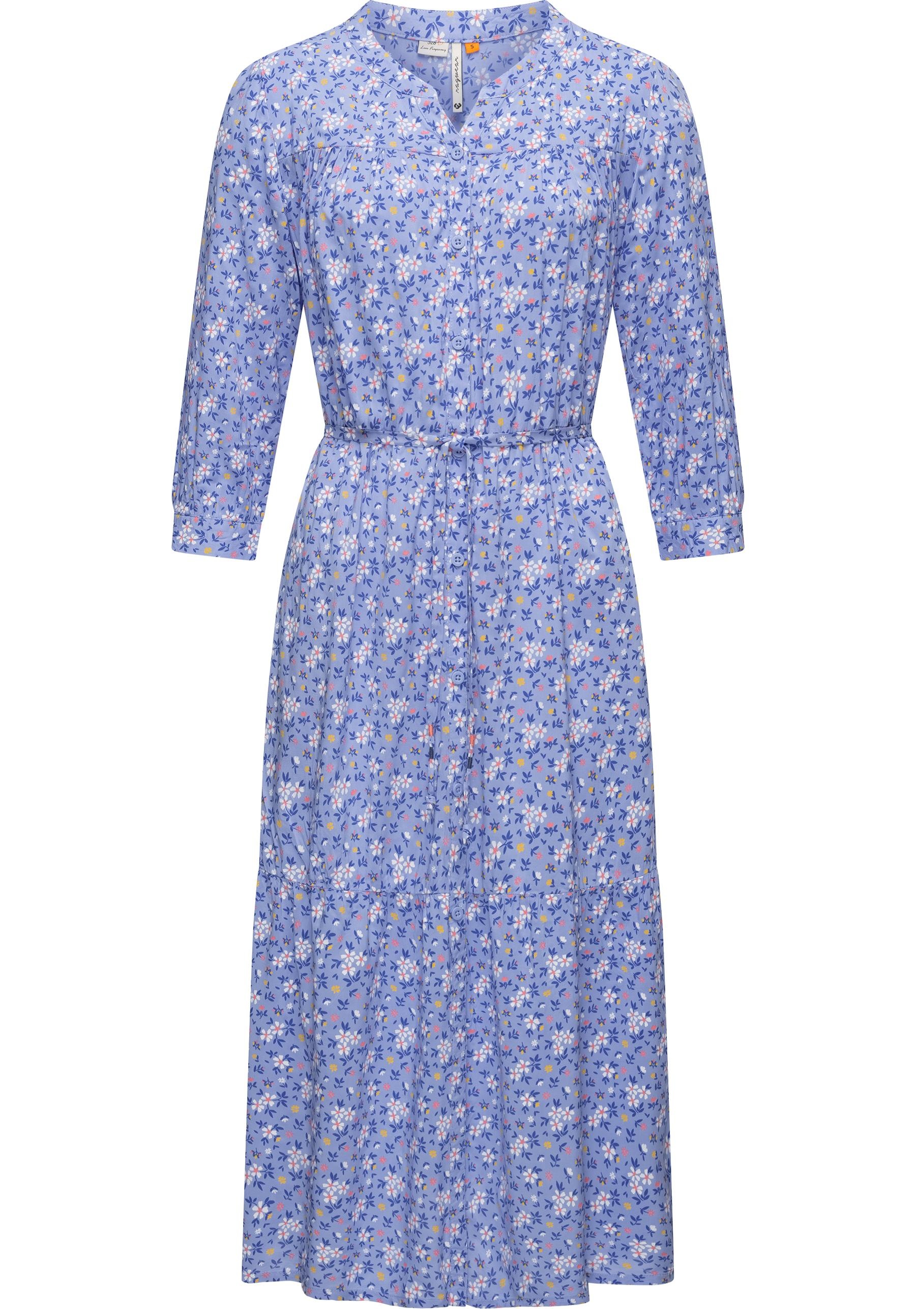 Ragwear Maxikleid "Meve" Ohne Taschen Leichtes Langarmkleid mit Blumenmuster