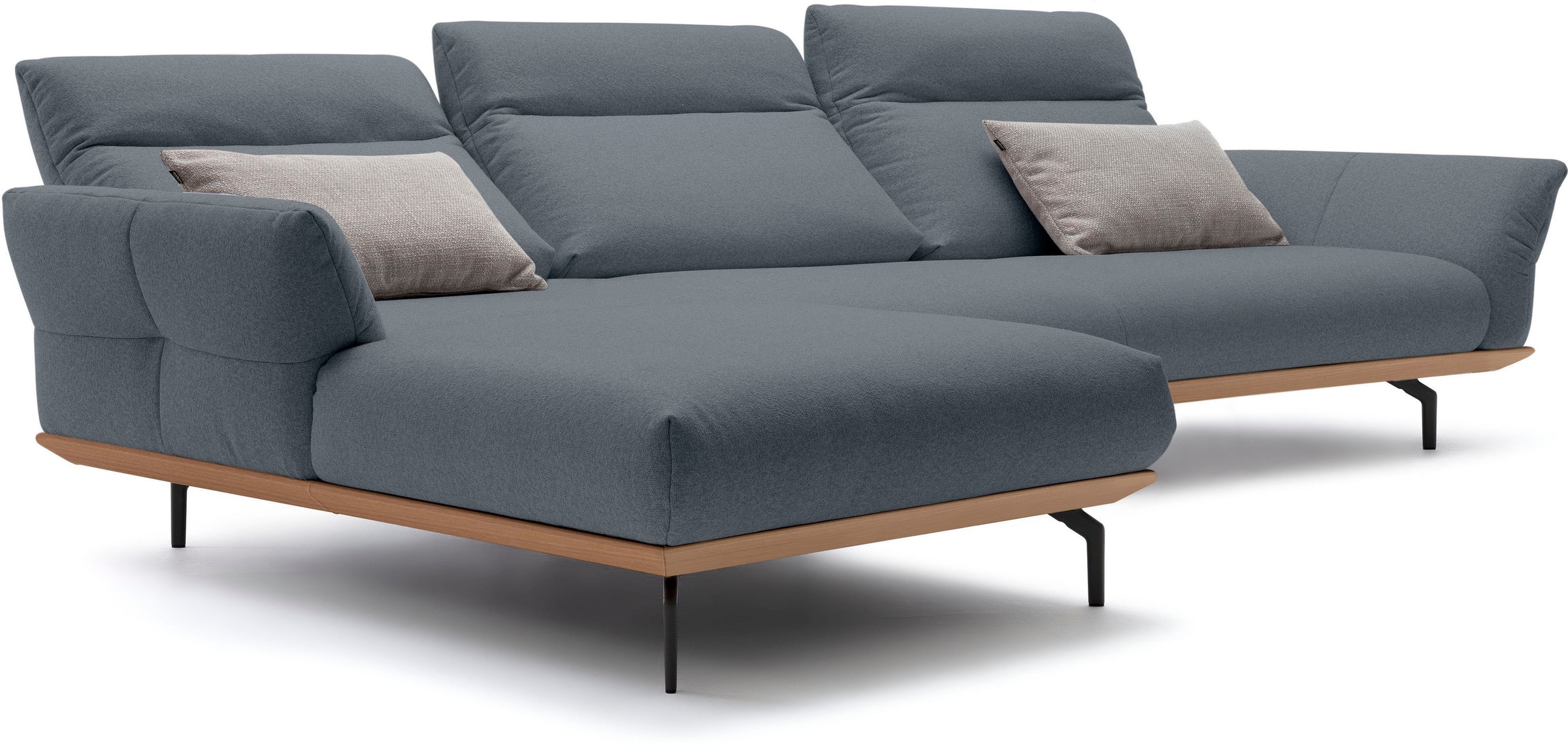Creation BY ROLF BENZ Ecksofa »CR.460«, Sockel in Eiche, Winkelfüße in Umbragrau, Breite 338 cm