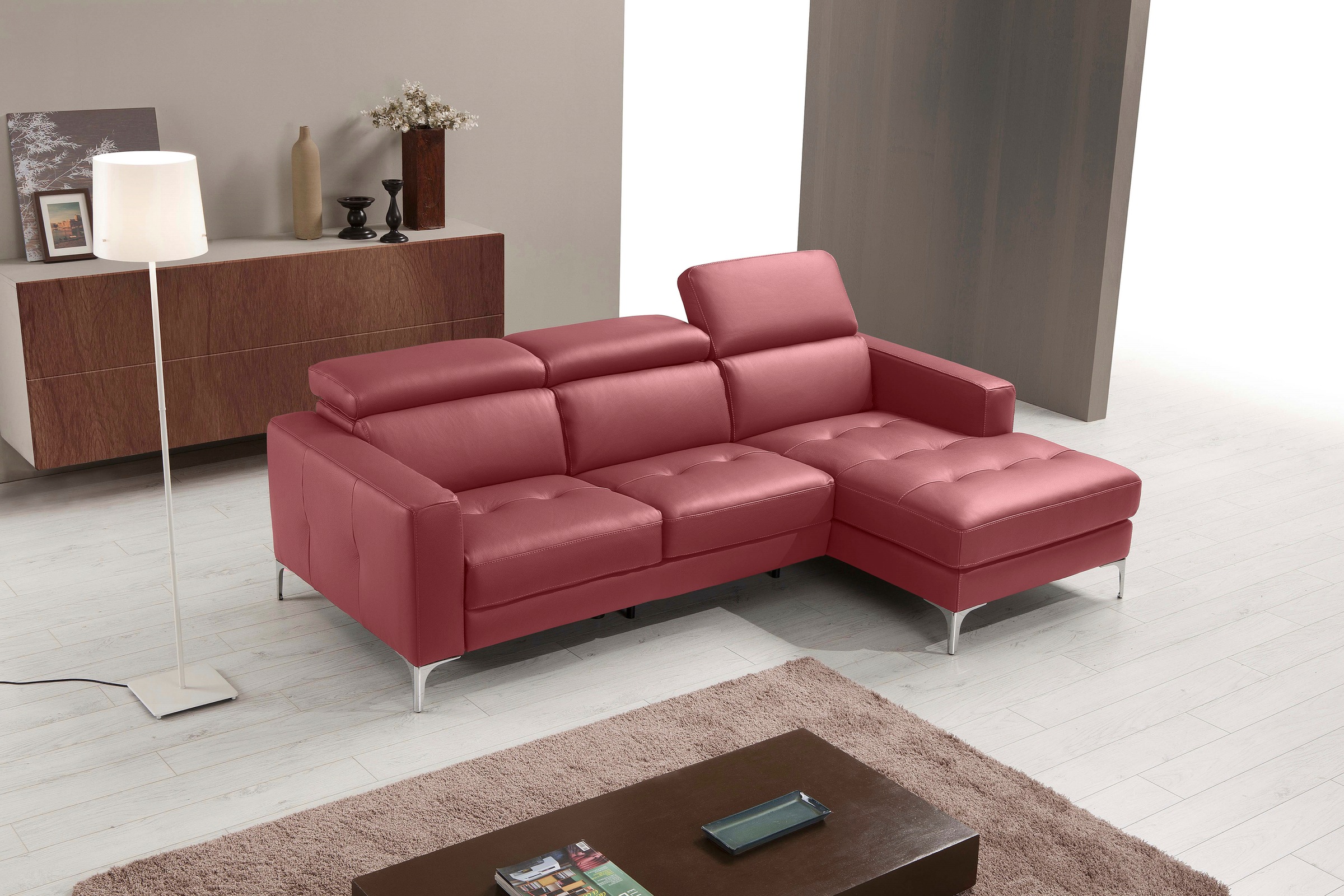 Egoitaliano Ecksofa »Matt, erstklassiger Sitzkomfort, aufwendige Detailverarbeitung, L-Form«, mit verstellbaren Kopfteilen zum Relaxen