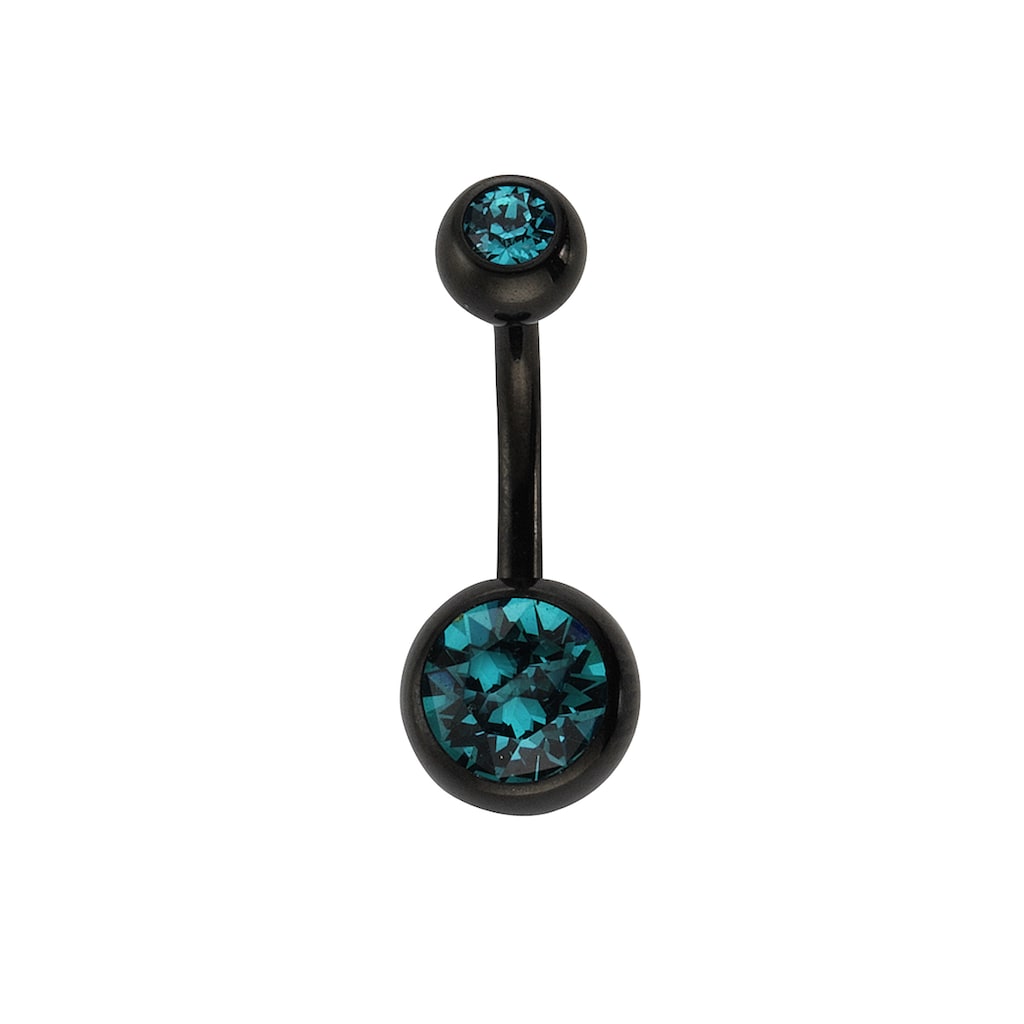 Zeeme Bauchnabelpiercing »316L Chirurgenstahl schwarz Kristall blau«