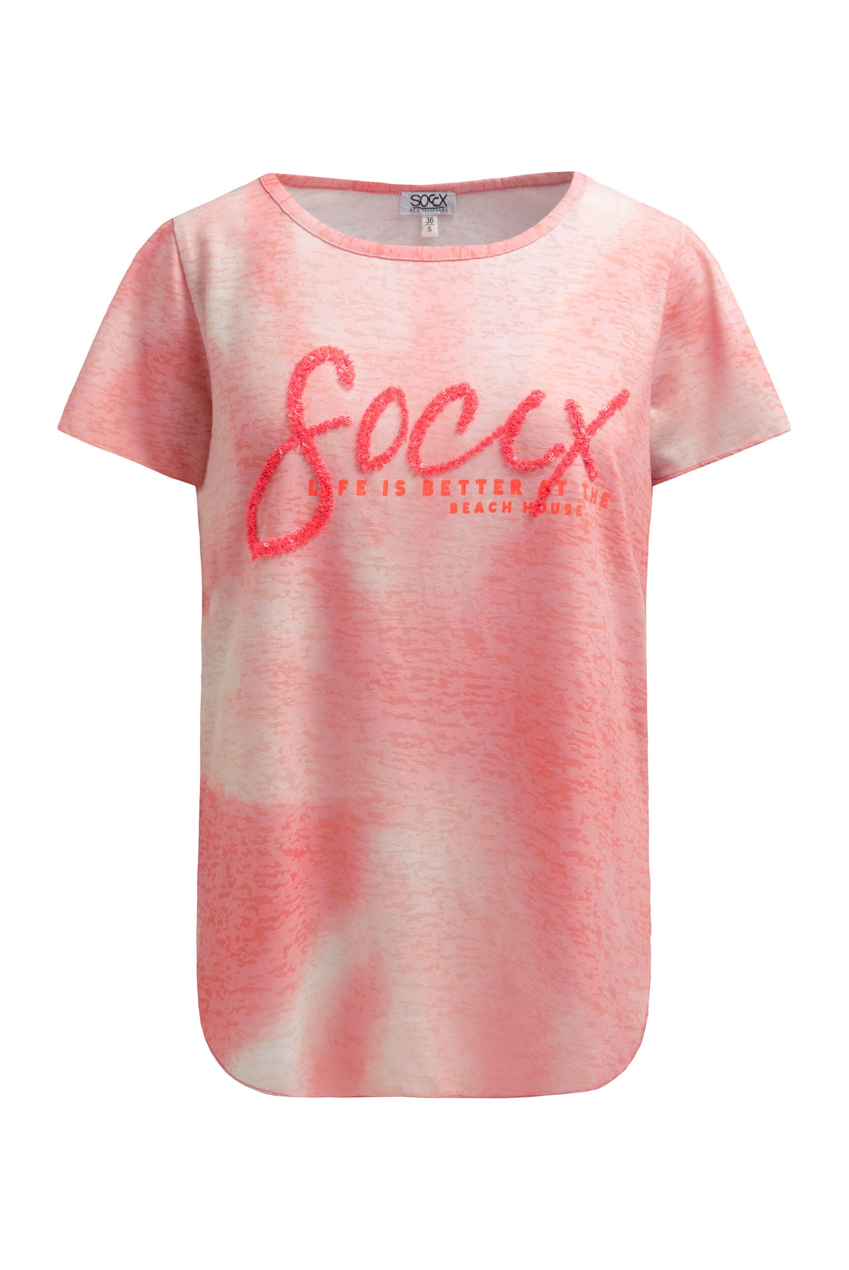 SOCCX Rundhalsshirt mit Ausbrenner-Effekten