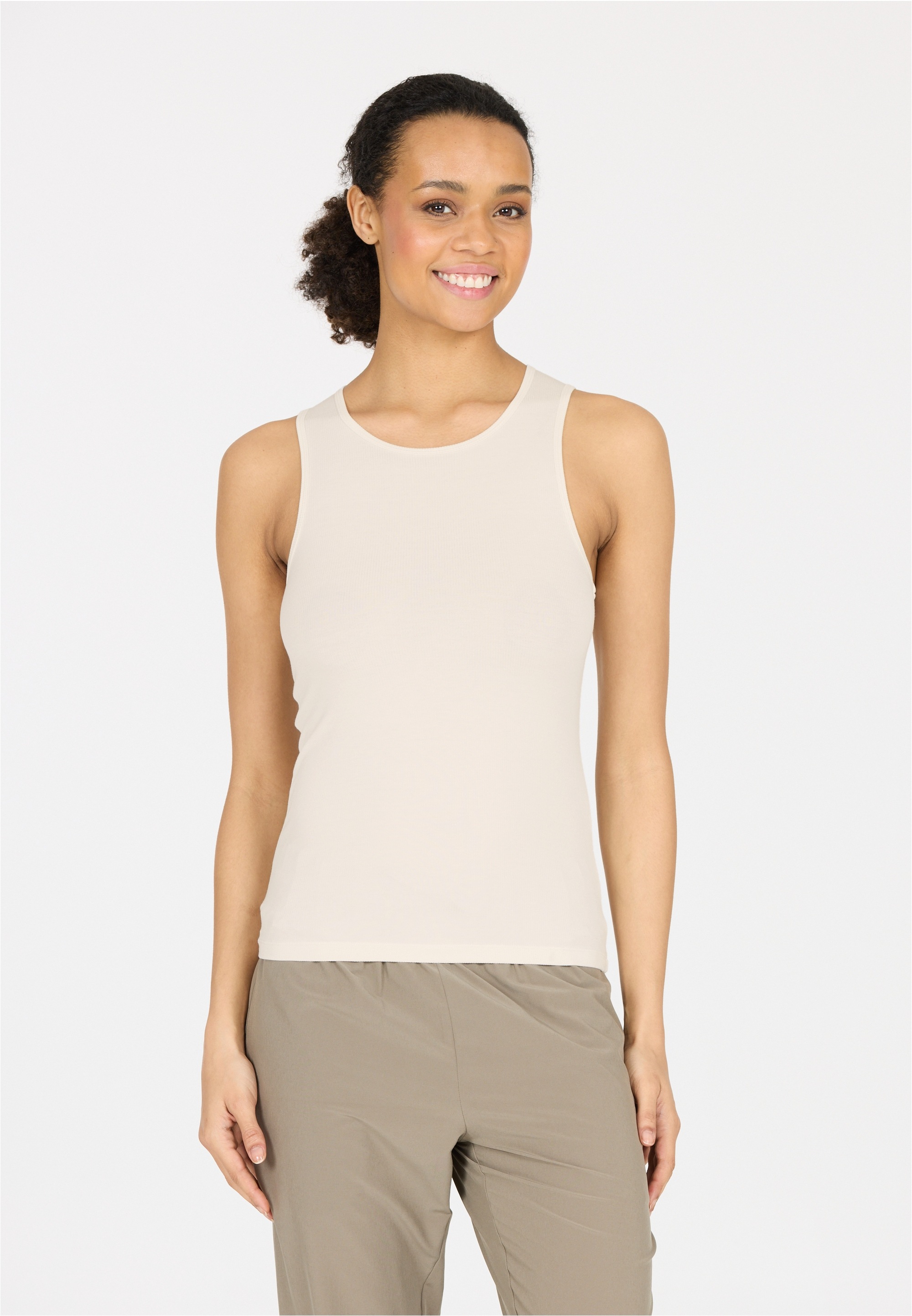 Tanktop ATHLECIA "Tinashe", Damen, Gr. 36, rosa (beige), 92% Viskose, 8% Elasthan, unifarben, normal, Rundhals, Tops Tanktop, im schnelltrocknenden, gerippten Design