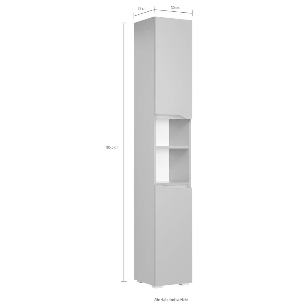 Saphir Badmöbel-Set »Quickset 5-teilig, Waschbeckenunterschrank mit LED-Spiegelschrank«, (5 St.), Hochschrank, Unterschrank, Hängeschrank, inkl. Türdämpfer, 9 Türen