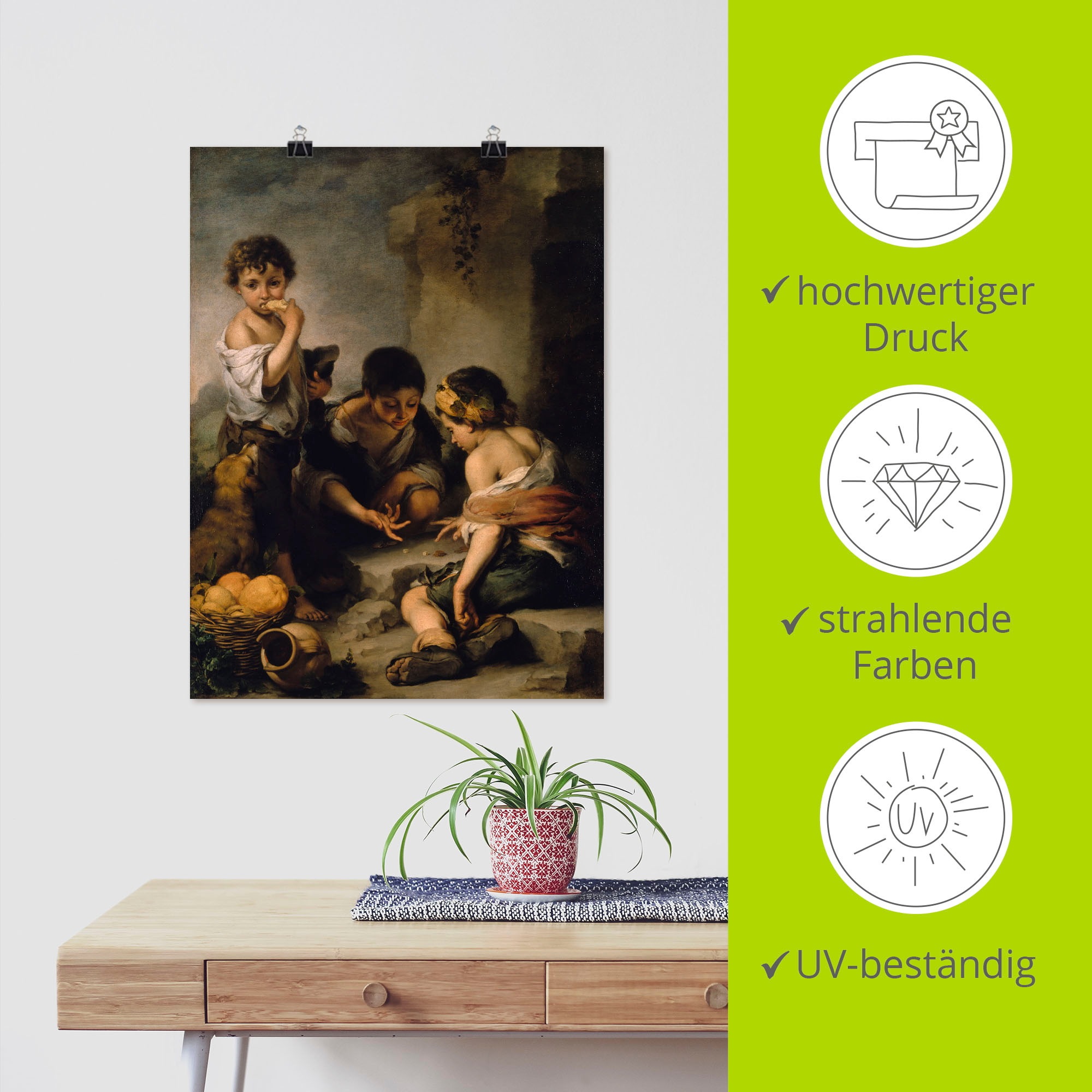 Artland Wandbild »Buben beim Würfelspiel. Um 1670/1675.«, Kind, (1 St.), als Leinwandbild, Poster in verschied. Größen