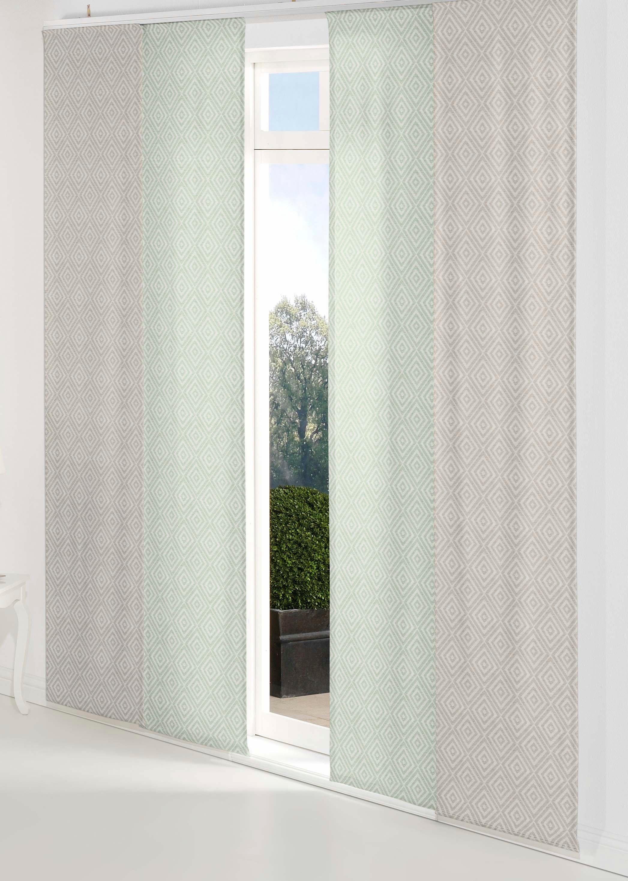 Schiebegardine WIRTH, B:60cm H:245cm, grün, Jacquard, Baumwolle, Polyester, Wohnzimmer, Gardinen, "Telfort"