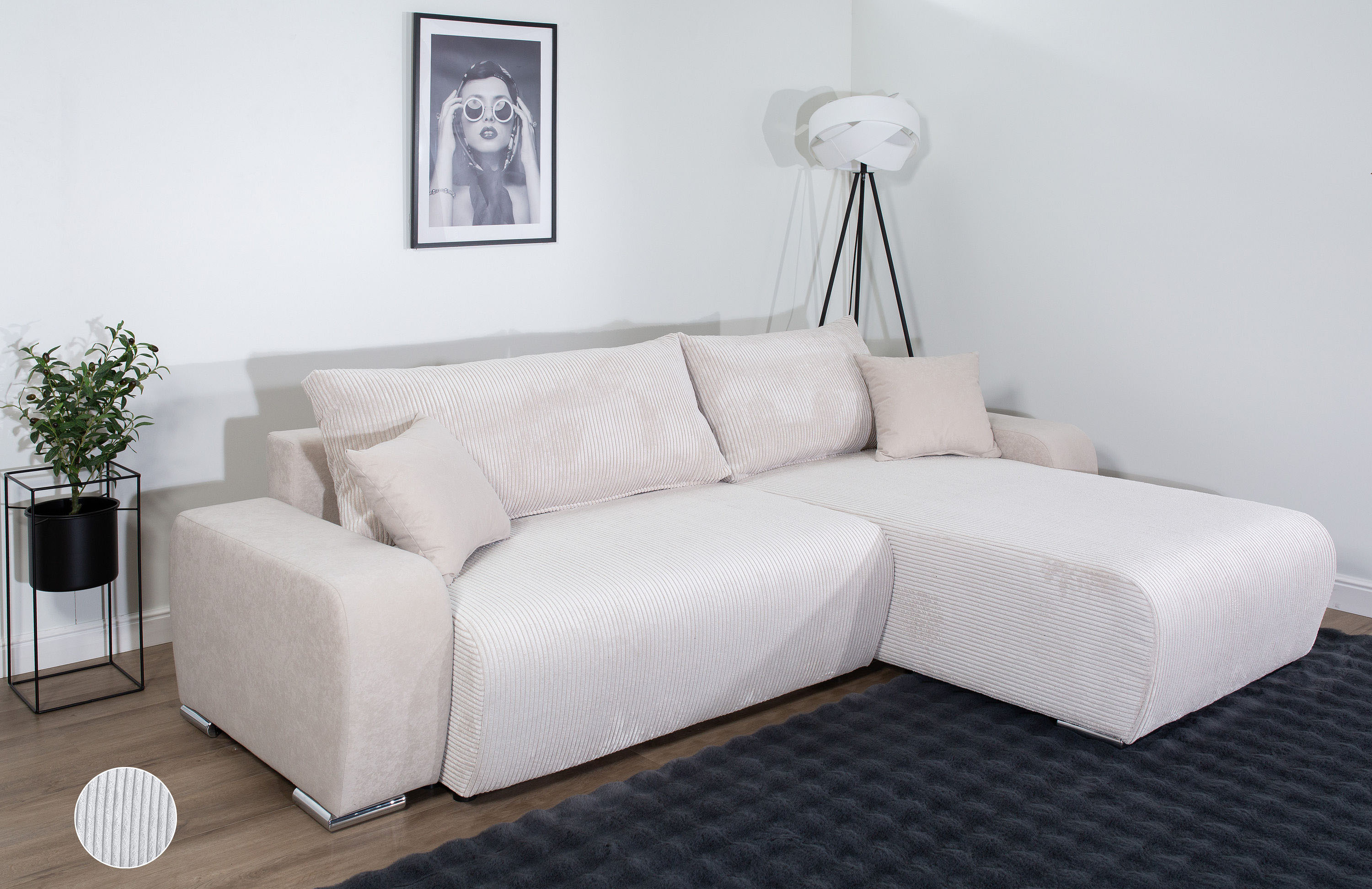 COLLECTION AB "Pia L-Form, B: 237 cm" Schlaffunktion, Bettkasten & 2 Zierkissen, Federkern