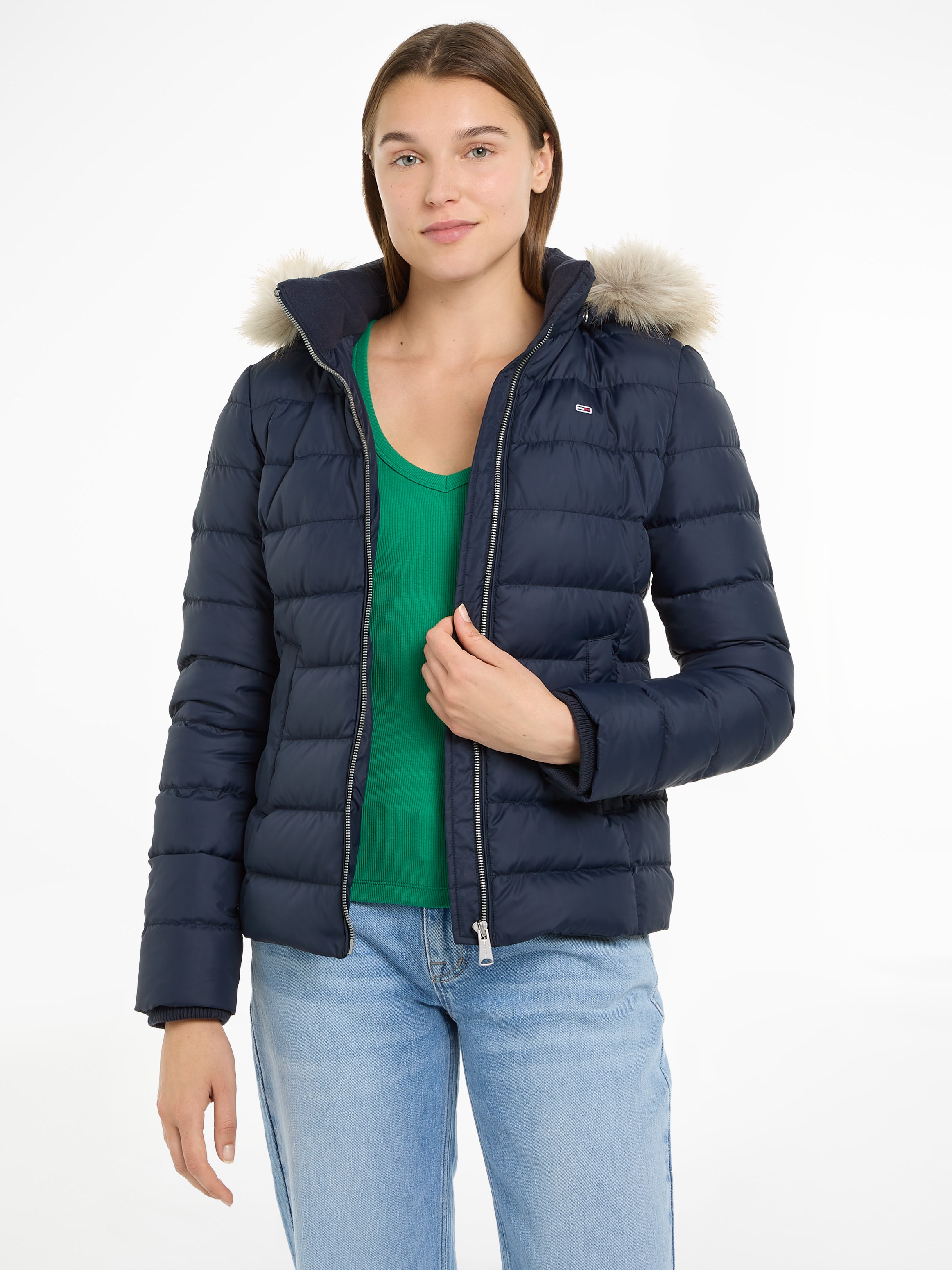 Tommy Jeans Steppjacke »TJW BASIC HOODED DOWN JACKET EXT«, mit Kapuze, mit Logostickerei