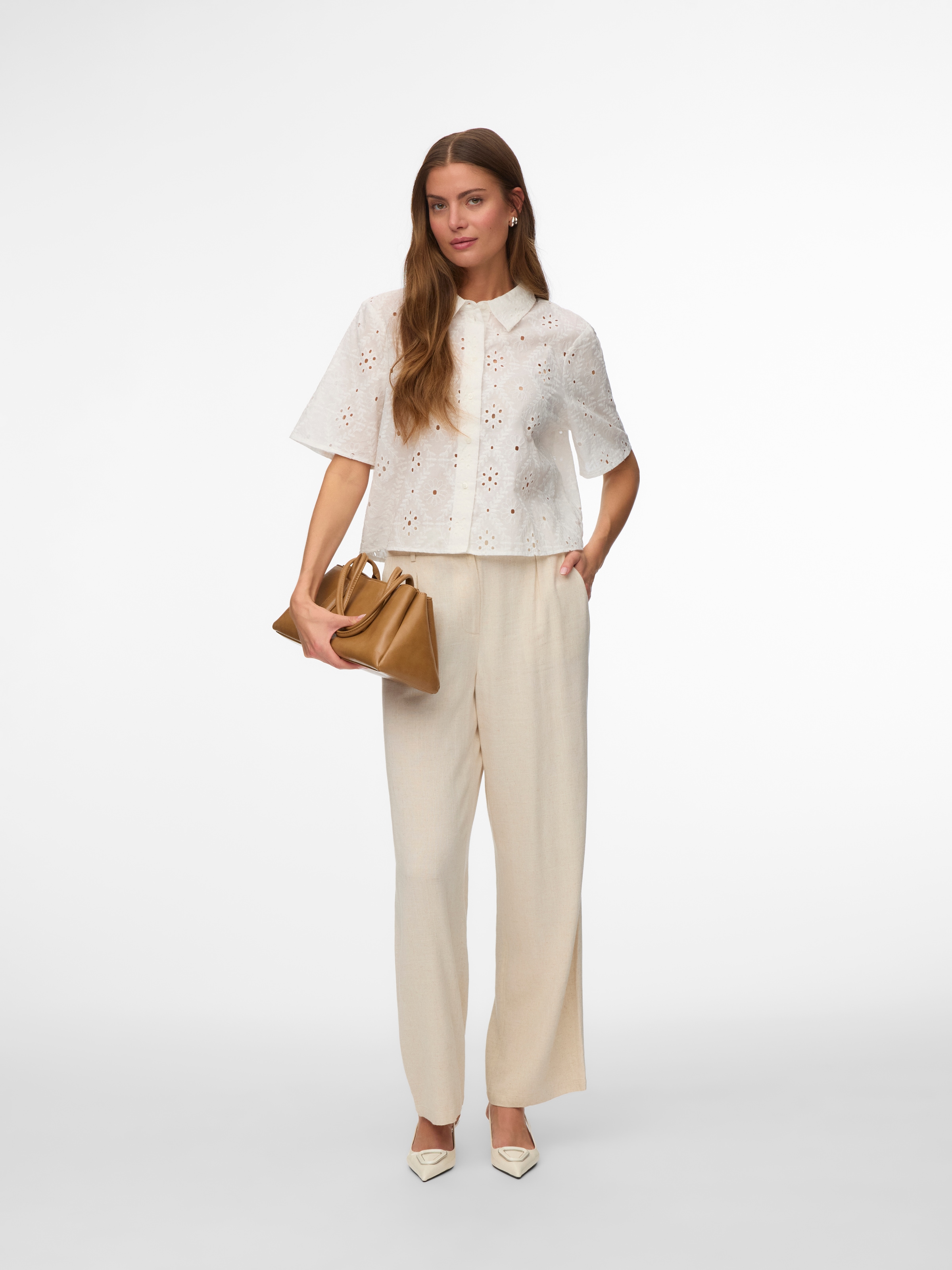 Vero Moda Kurzarmbluse »VMELIZA SHORT 2/4 SLEEVE SHIRT WVN NOOS« Baumwolle